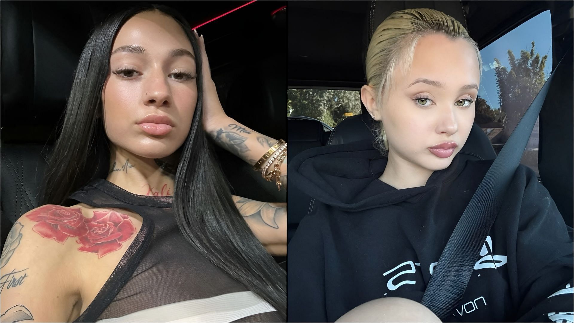 Bhad Bhabie shared some alleged text messages between Alabama Barker and Le Vaughn (Images via Instagram/bhadbhabie and alabamaluellabarker)