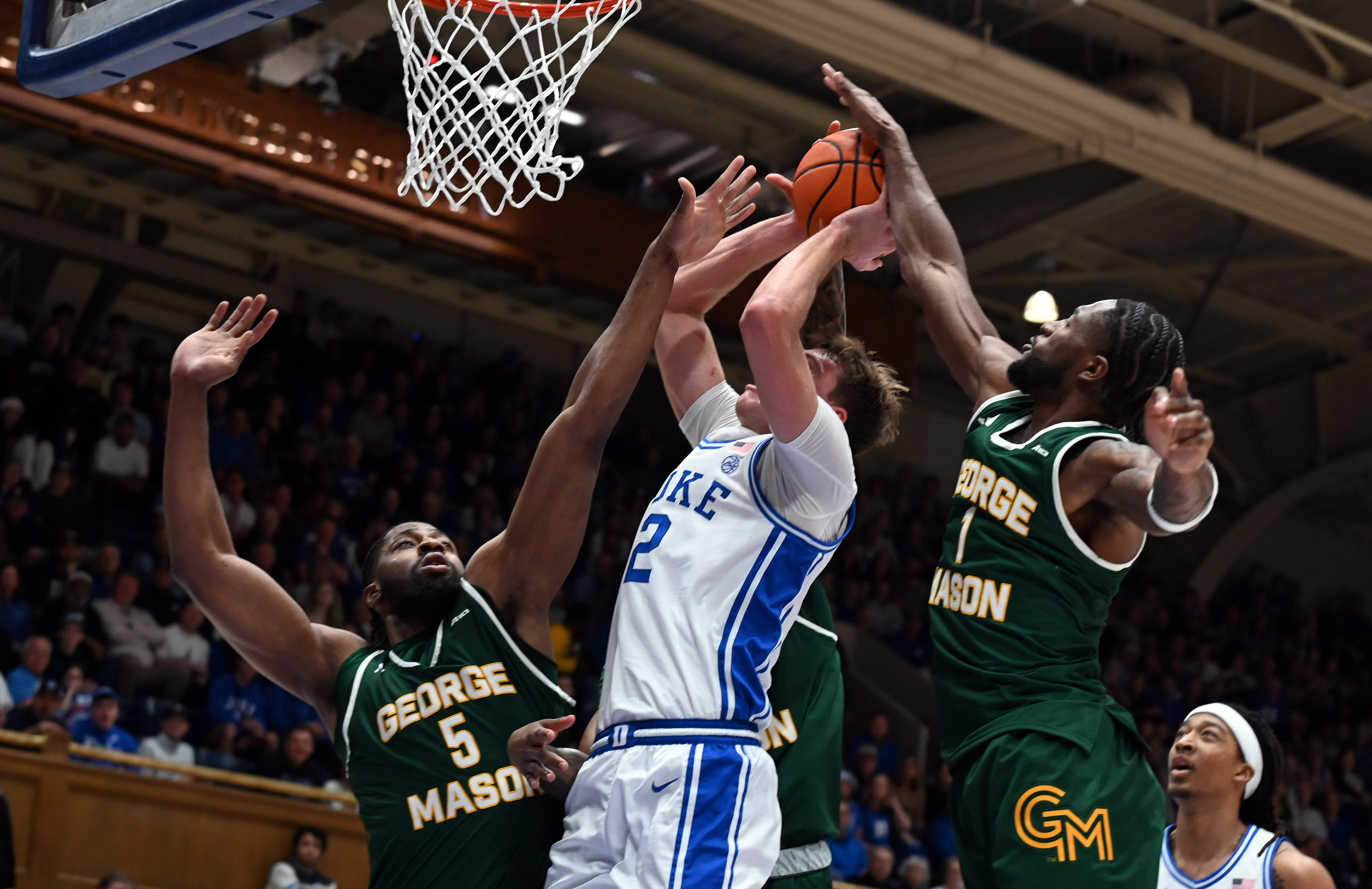 Cooper Flagg taking it all the way to the rim in Tuesday&#039;s win. Source: Rob Kinnan, Imagn