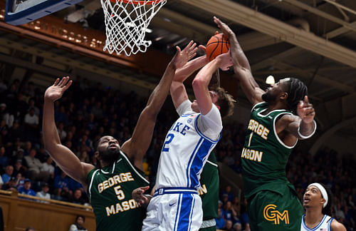 Cooper Flagg taking it all the way to the rim in Tuesday's win. Source: Rob Kinnan, Imagn