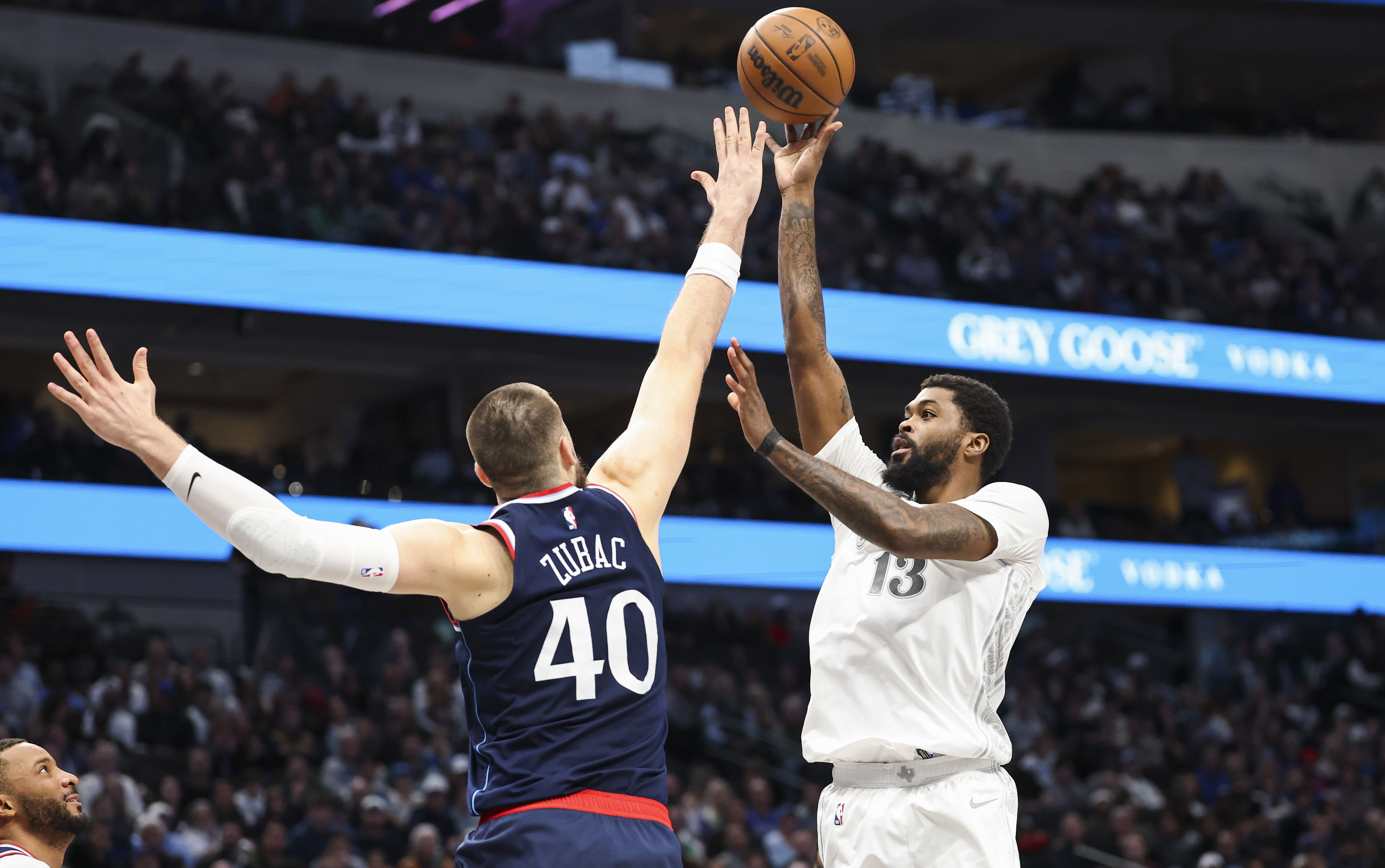 Dallas Mavericks forward Naji Marshall shoots over LA Clippers center Ivica Zubac at American Airlines Center. Photo Credit: Imagn