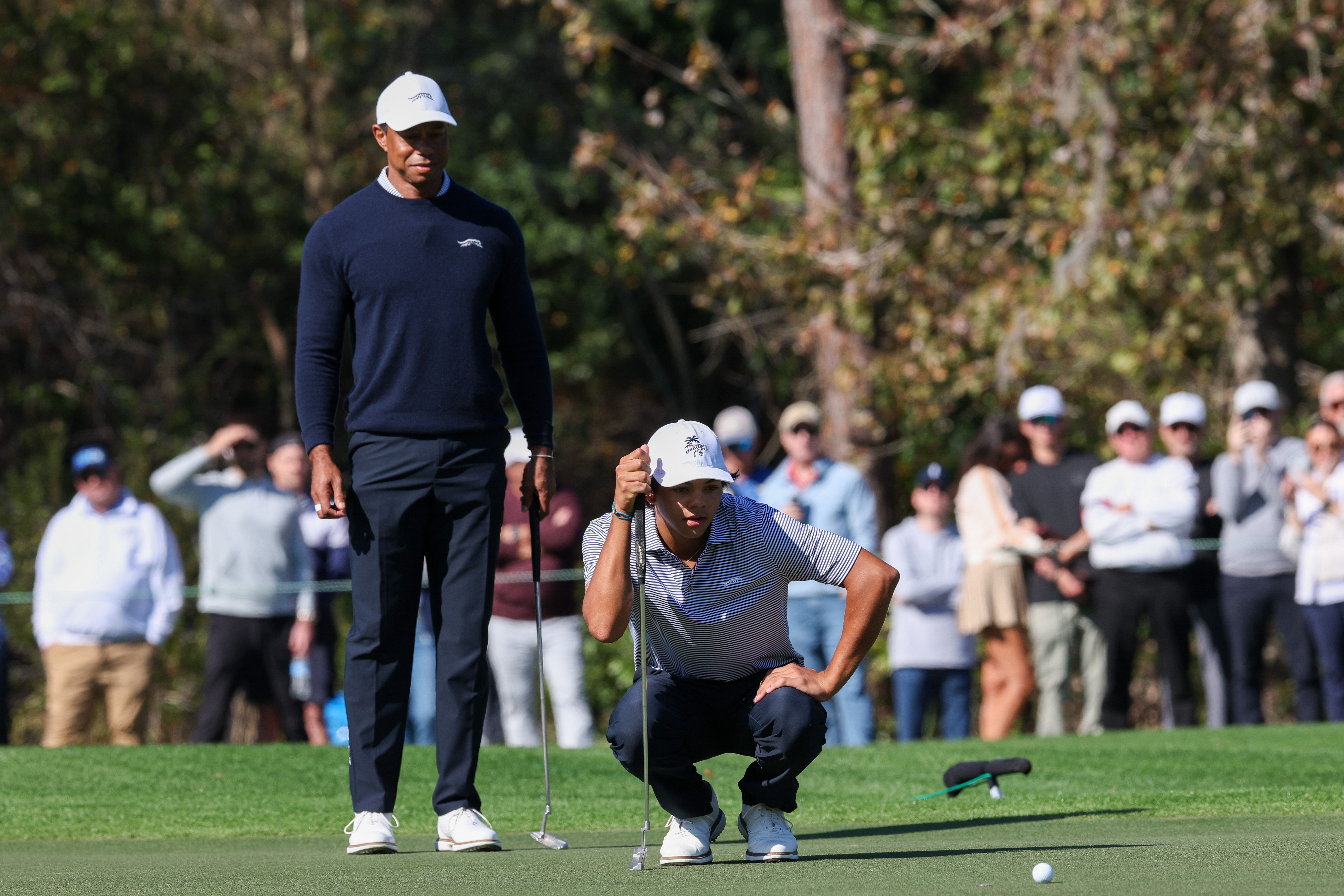 Tiger Woods and his son at the PNC Championship (Image via Imagn)