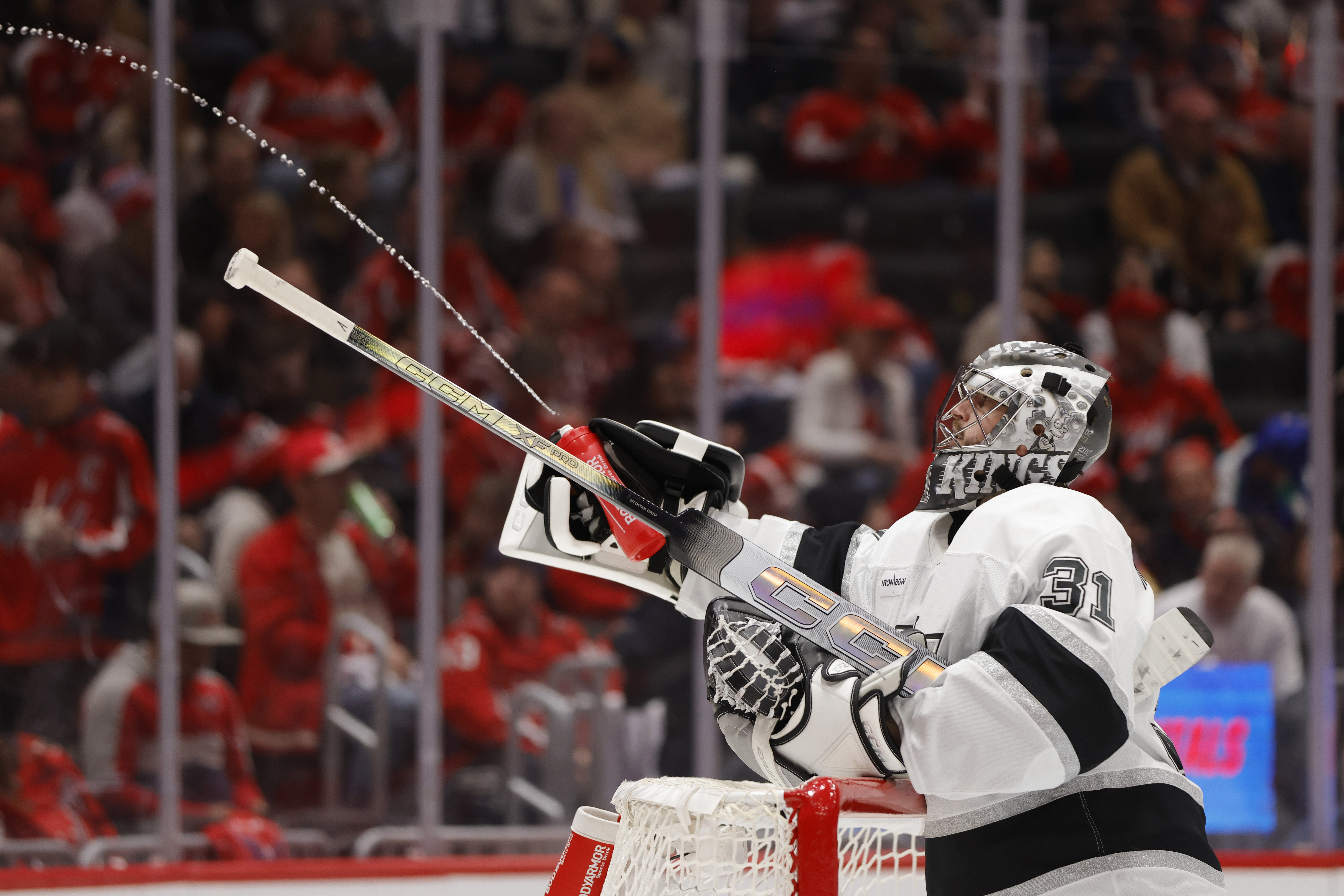 Goalie David Rittich of Los Angeles Kings during a recent NHL game against the Washington Capitals. (Credits:: IMAGN)