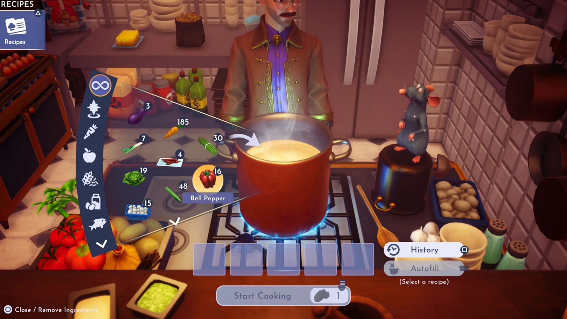 Collect and add all five ingredients in a cooking pot to make Ghostly Fish Steak (Image via Gameloft, Greymane Gaming/YouTube)