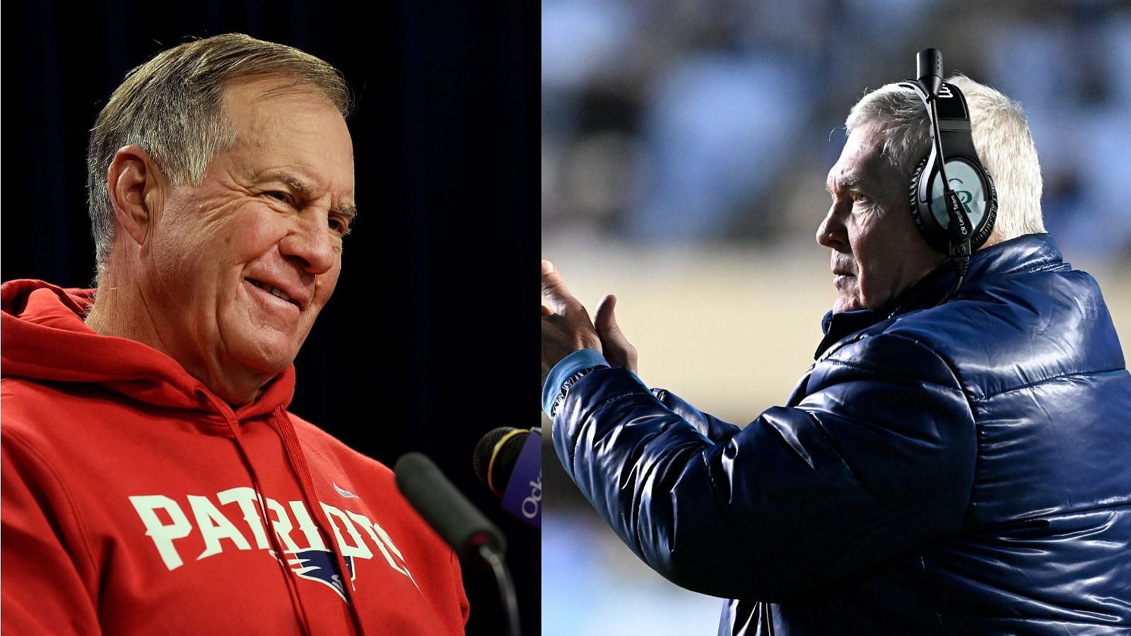 Bill Belichick is apparently being hired to replace former UNC coach Mack Brown. (Photo Credits: IMAGN)