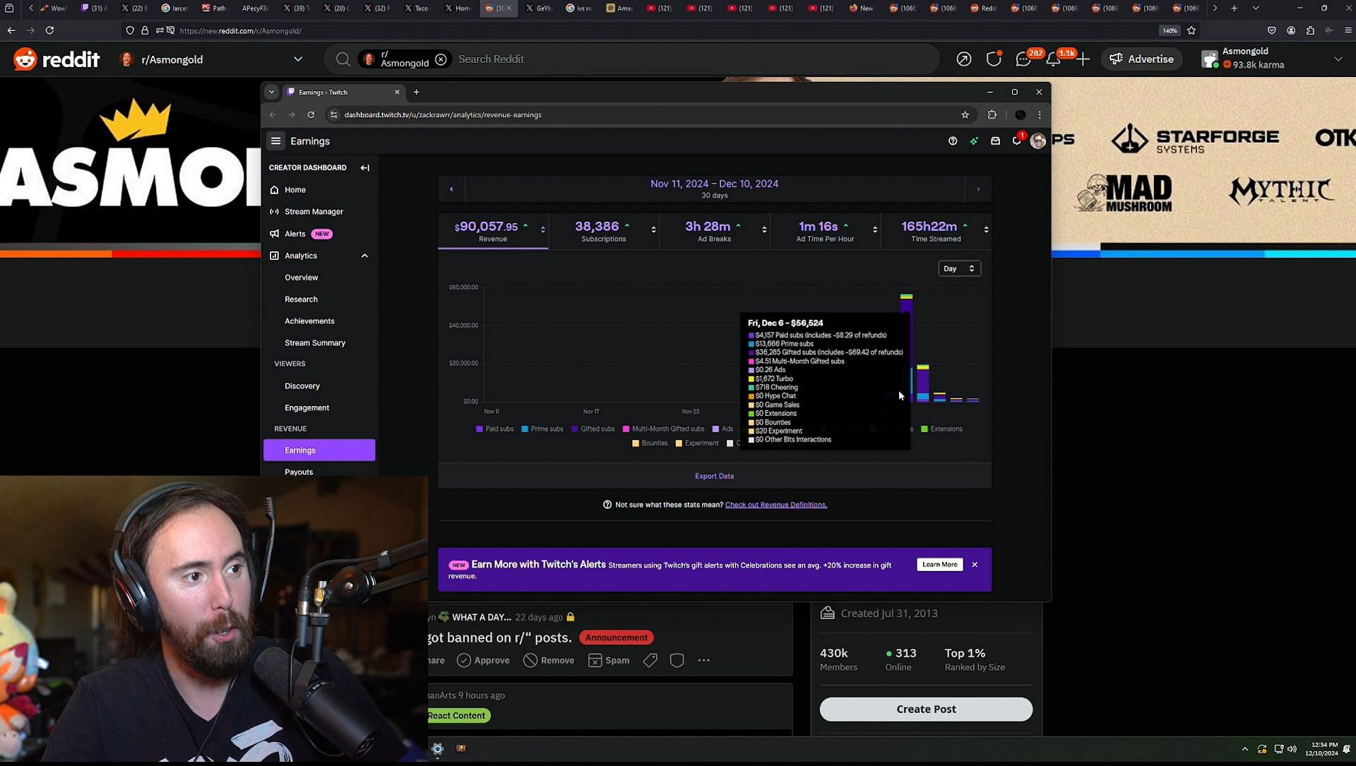 Asmongold reveals he made over $90,000 ever since his alternate channel, Zackrawrr, got partnered (Image via zackrawrr/Twitch)