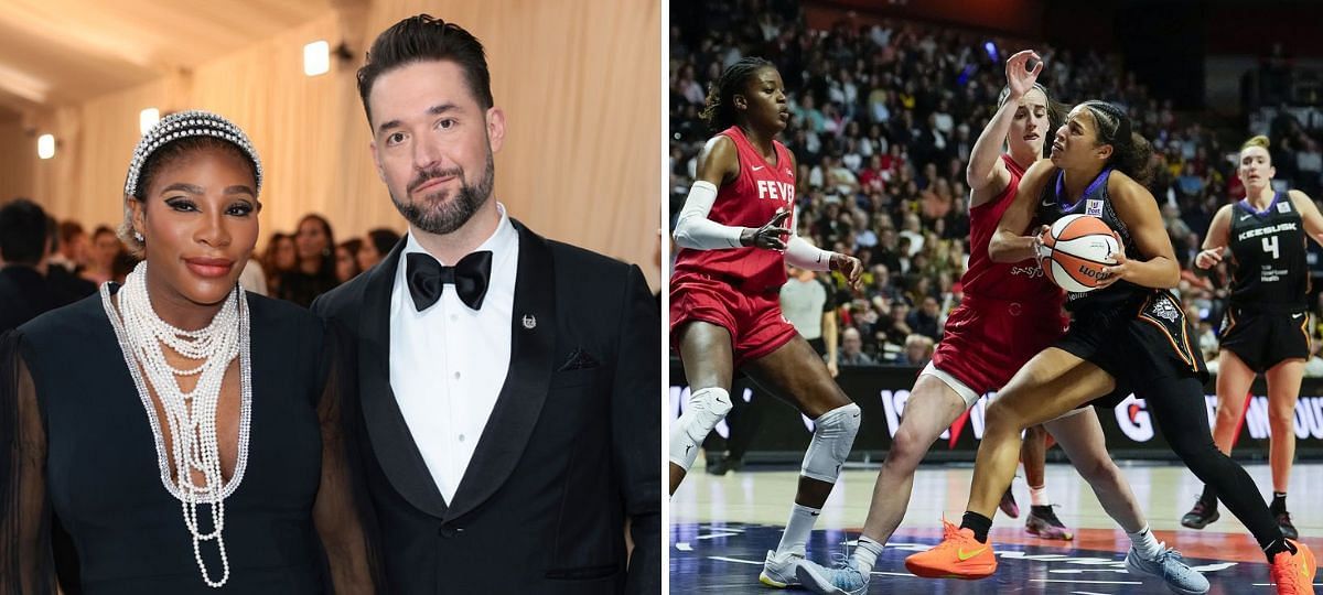 Serena Williams and Alexis Ohanian (L), Indiana Fever v. Connecticut Sun (R) [Image source: Getty]