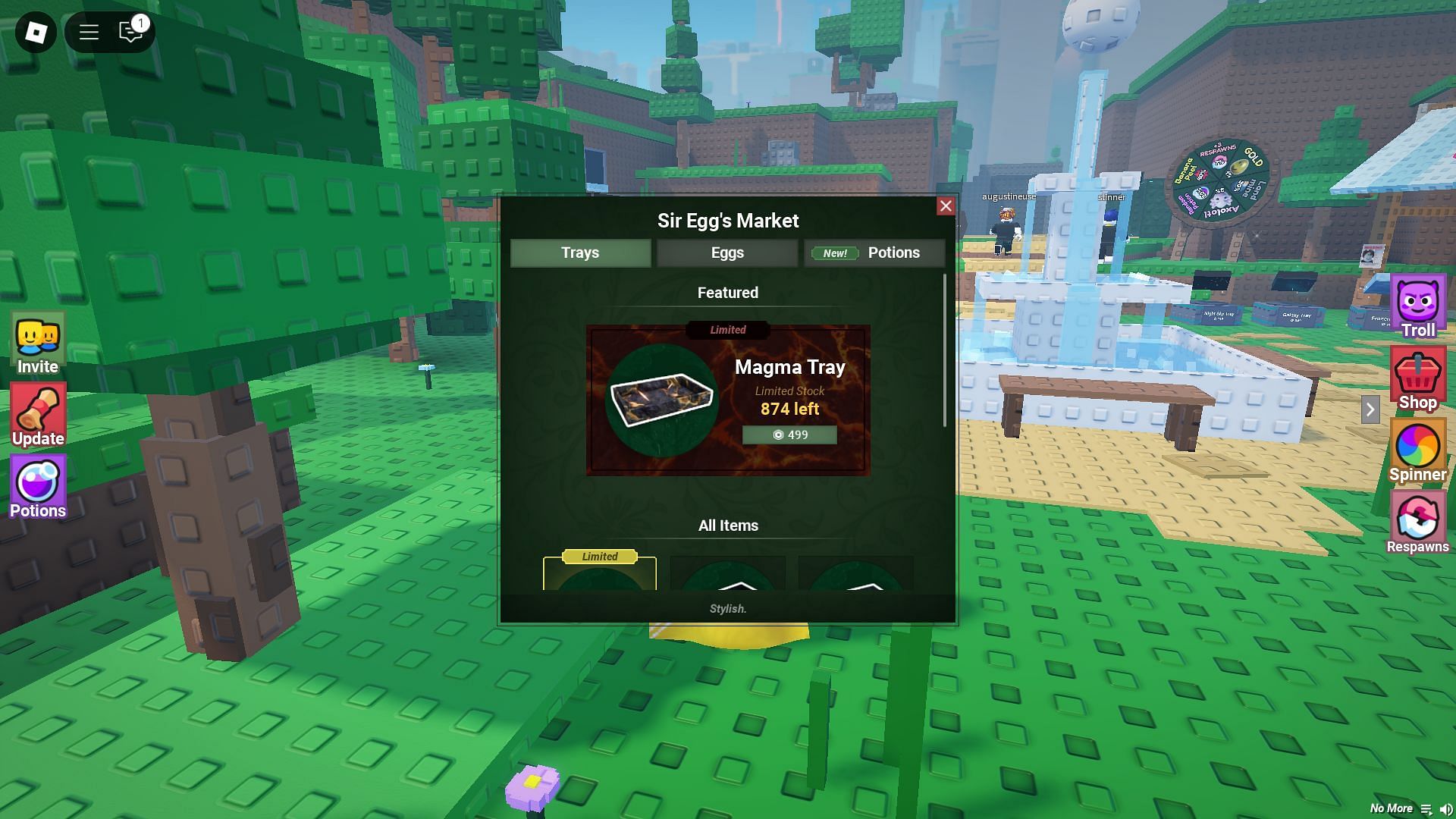 In-game shop (Image via Roblox)