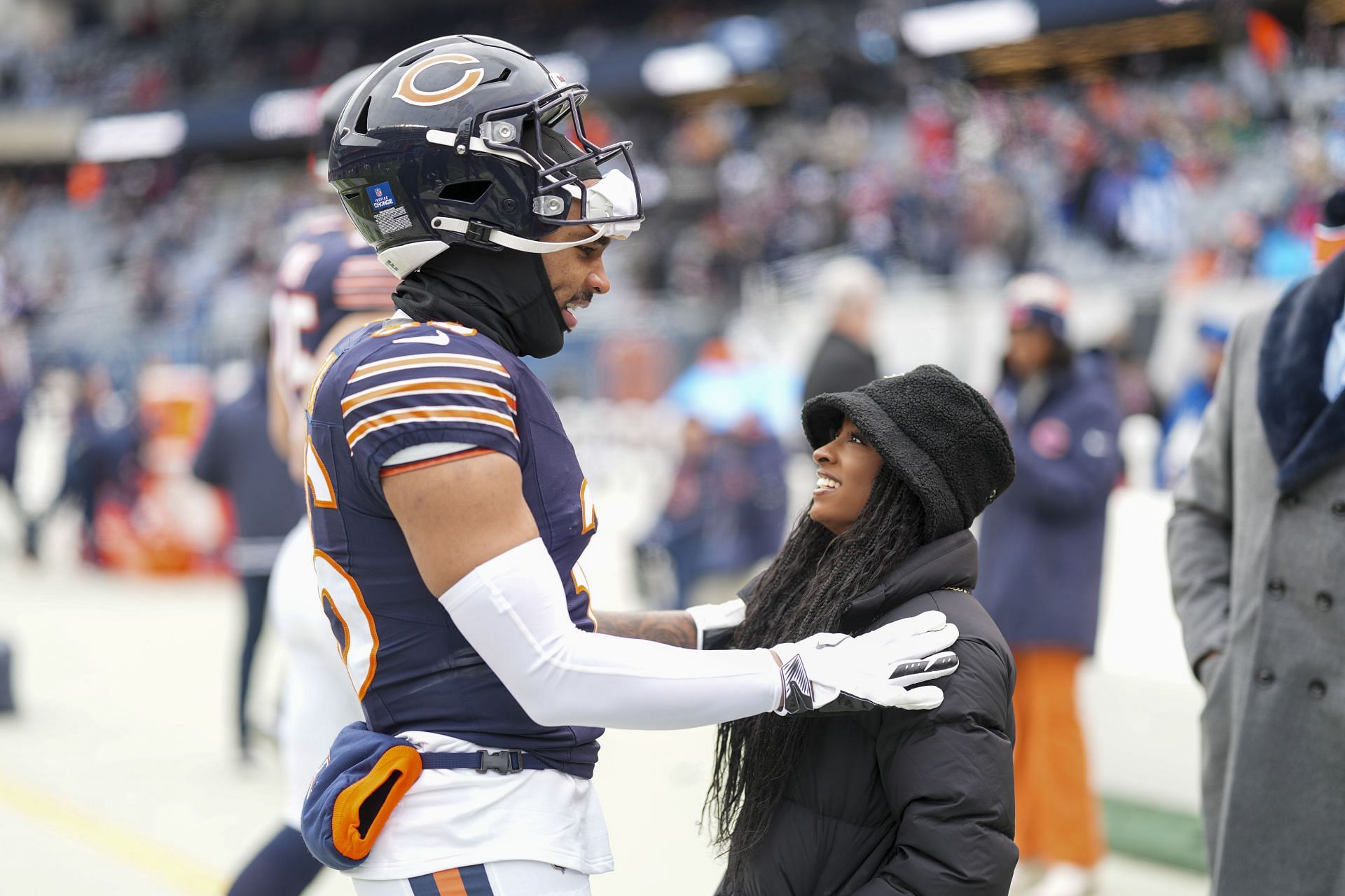 Detroit Lions v Chicago Bears - Simone Biles with husband Jonathan Owens - Source: Getty