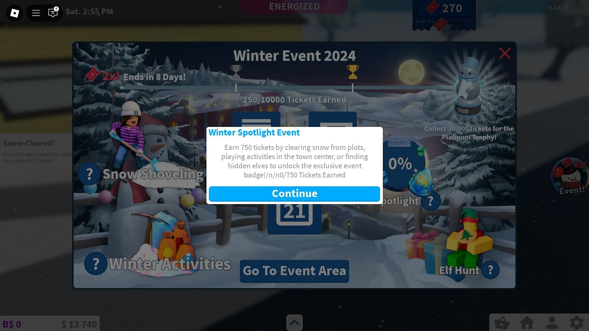 Winter Spotlight event screen (Image via Roblox)