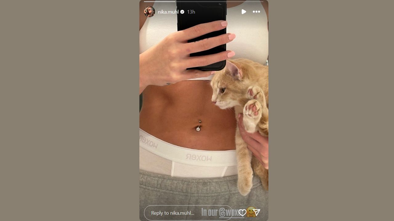 Muhl shows off her fitness on her IG story. (Credits: IG / @nika.muhl)