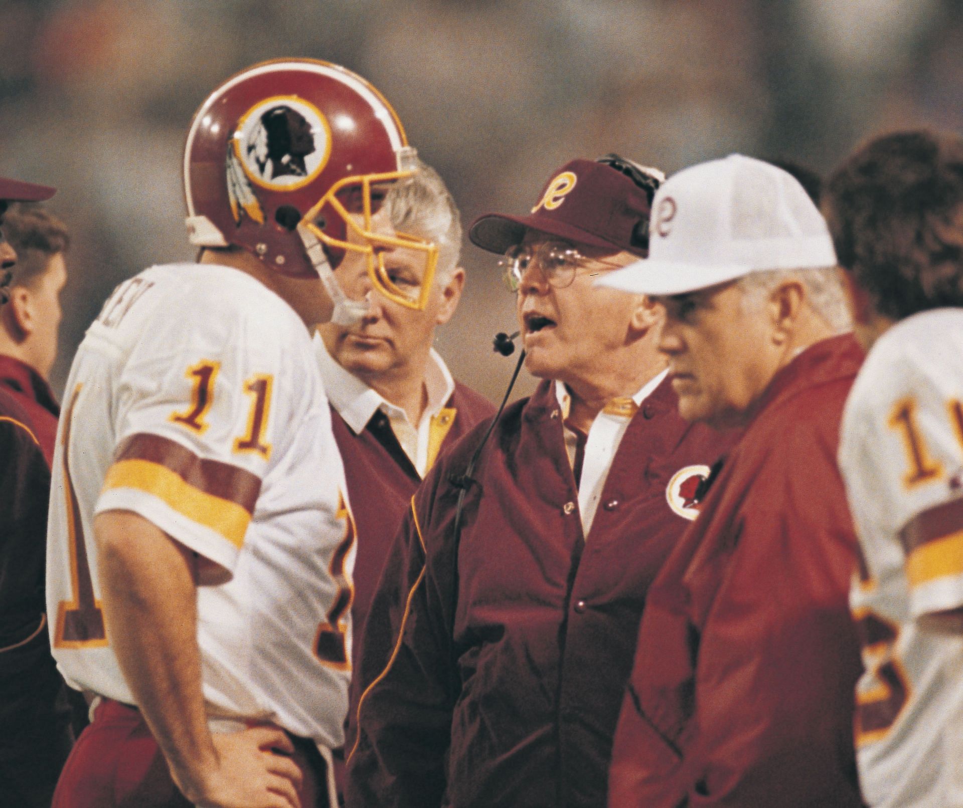 Jan 26, 1992 - Minneapolis, Minnesota, USA - Washington Redskins MARK RYPIEN with head coach JOE GIBBS against the Buffalo Bills in Super Bowl 26 at Metrodome. - Source: Getty