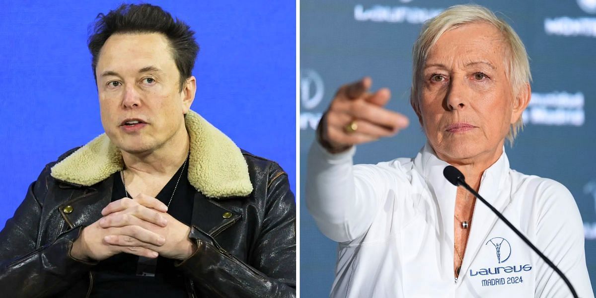 Elon Musk (L) and Martina Navratilova (R) (Image Source: Getty)