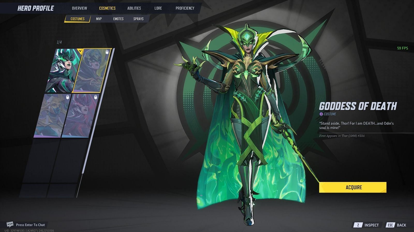 Hela&#039;s Goddess of Death skin in Marvel Rivals (Image via NetEase Games)