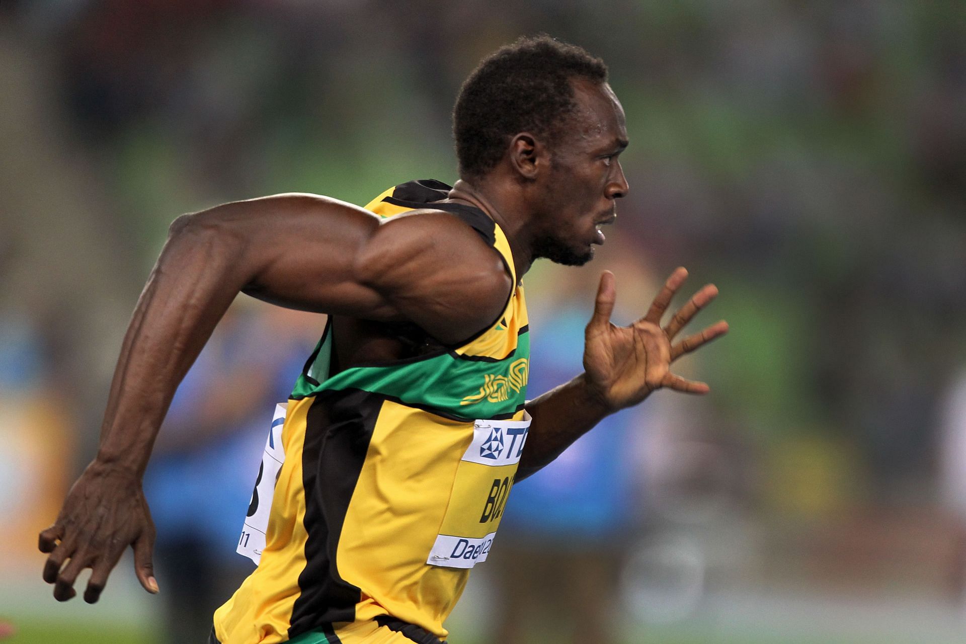 Usain Bolt competing in the Men&#039;s 100m event at the 2011 World Championships in Daegu, South Korea (Image via: Getty Images)