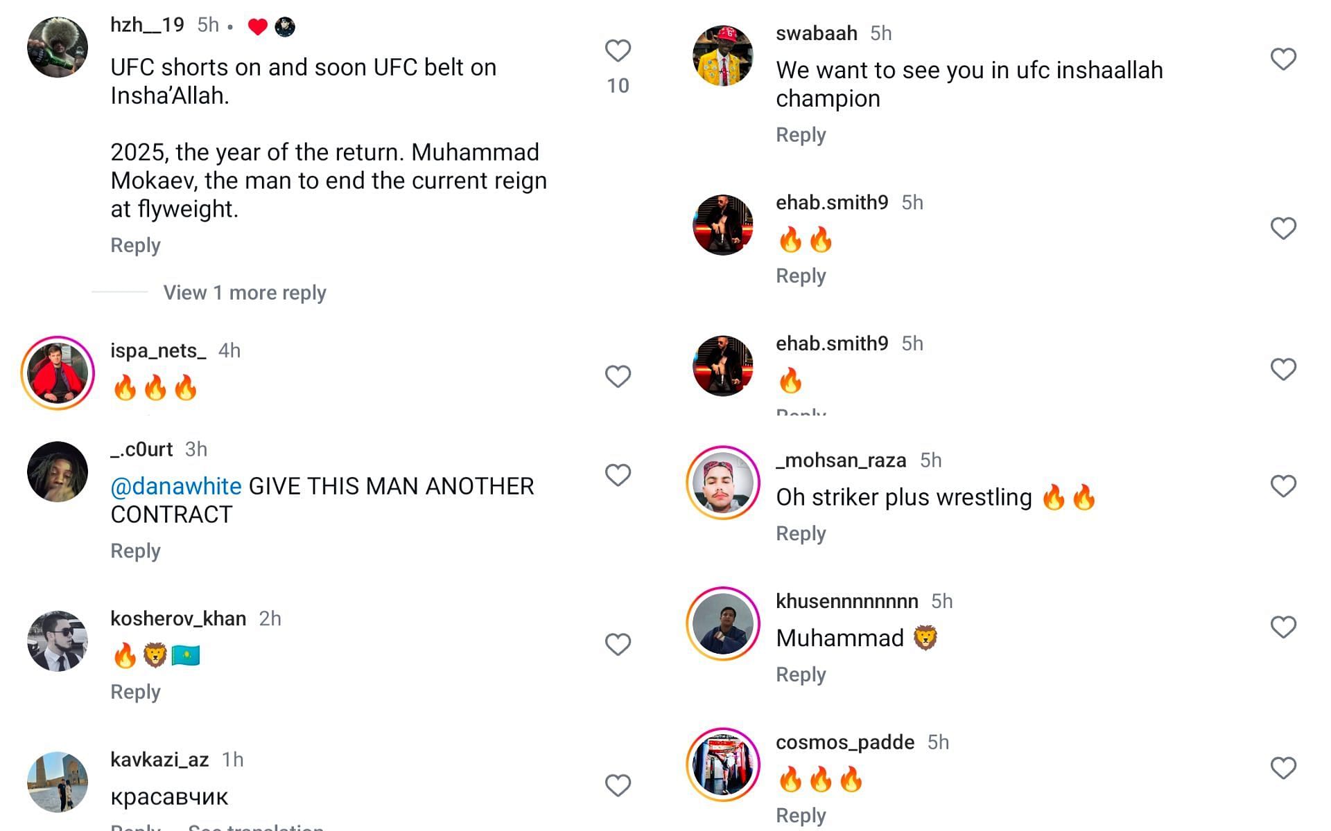 Fan reactions screenshot. [Image courtesy: @mokaev_muhammad on Instagram]