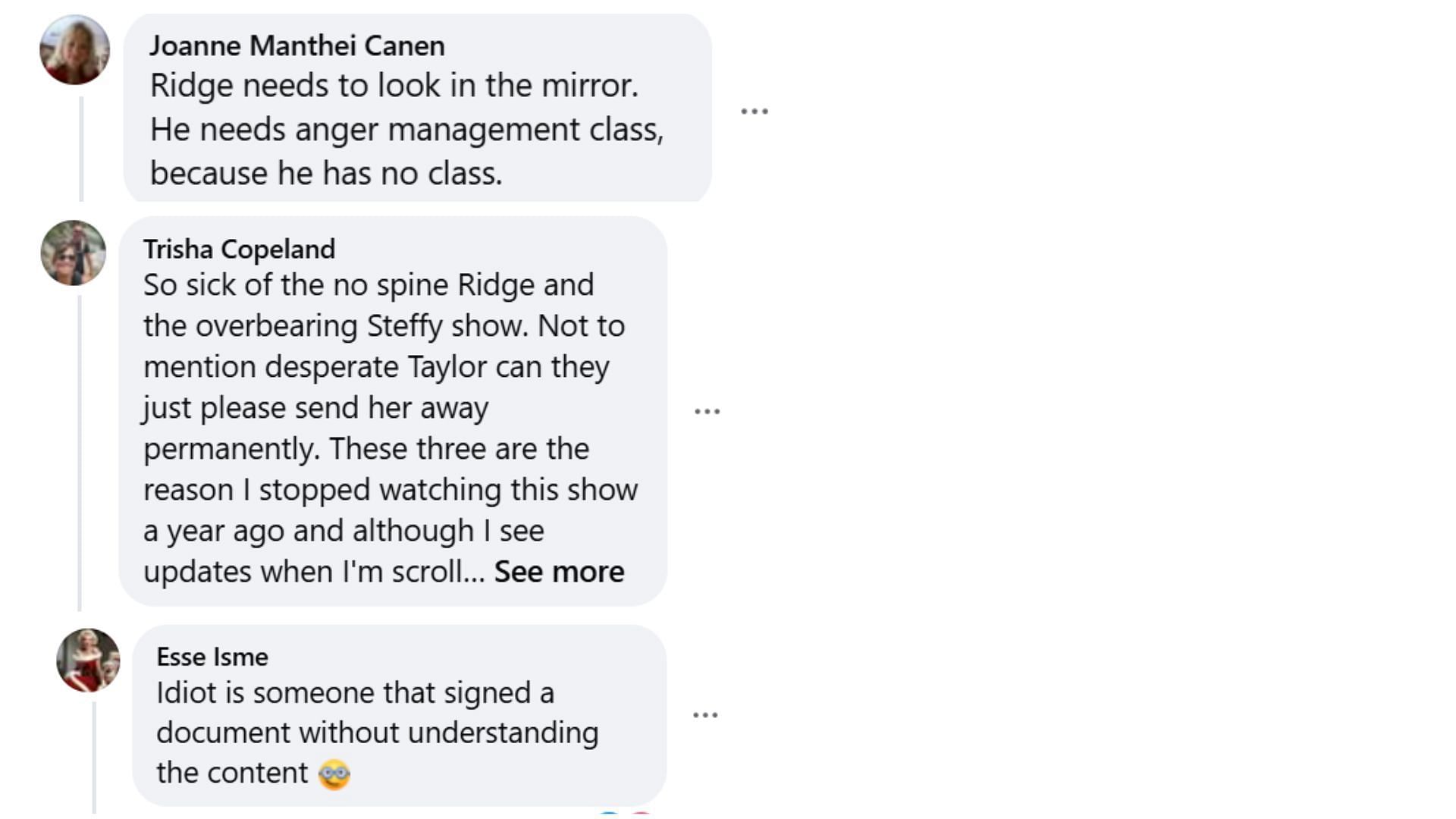 More fans upset with Ridge (Image via Facebook/The Bold and the Beautiful)