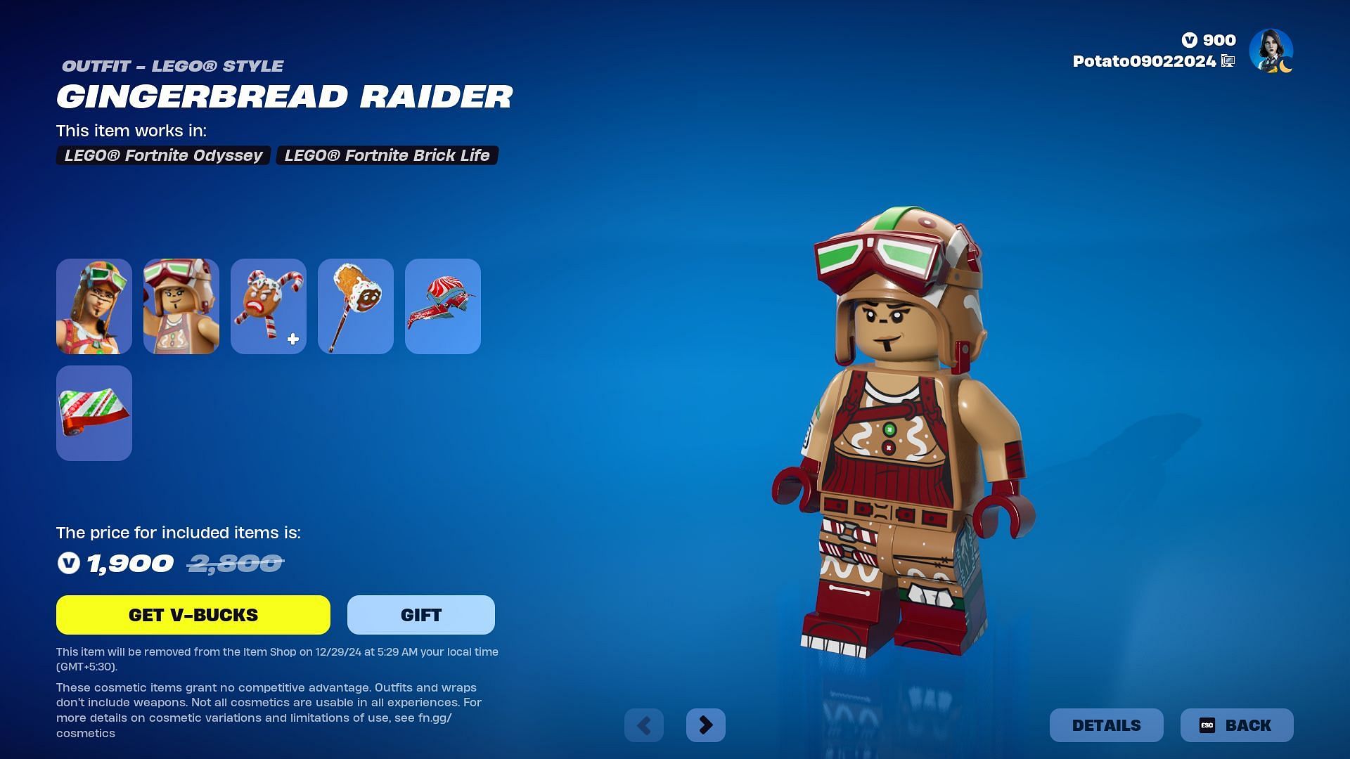 Gingerbread Raider will remain listed until December 29, 2024 (Image via Epic Games)