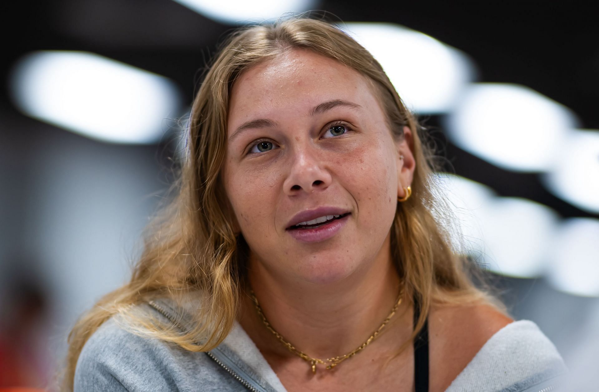 Amanda Anisimova speaking to the press [Source: Getty]