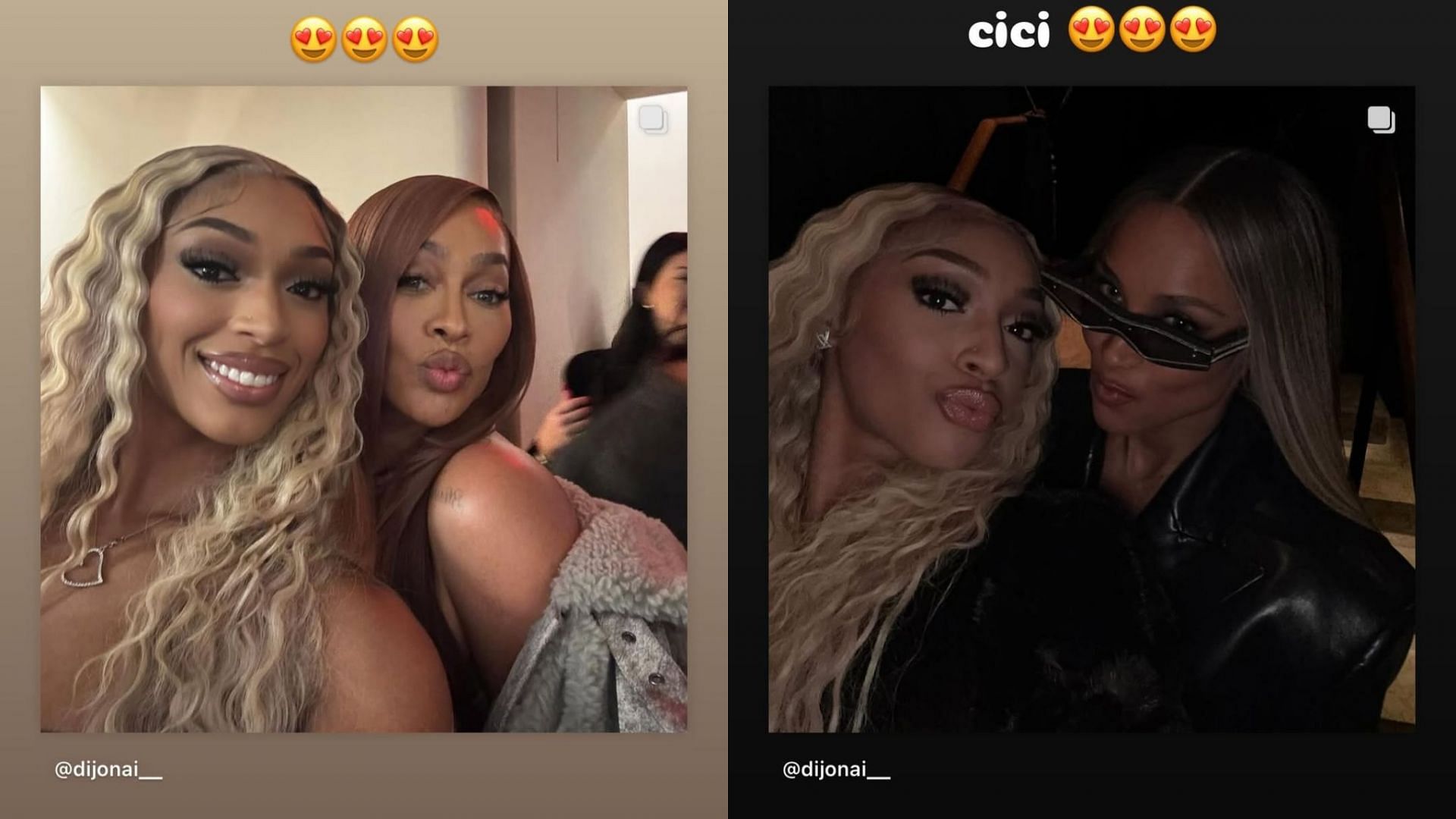 DiJonai Carrington&#039;s IG stories featuring La La Anthony and Ciara