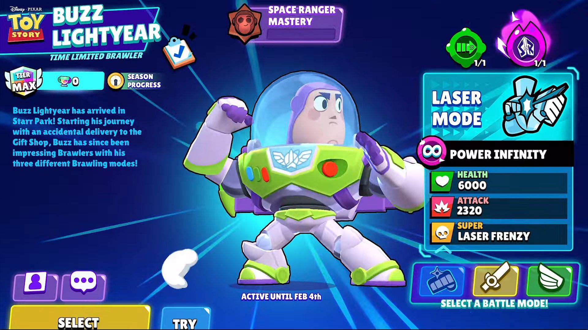 Buzz Lightyear will be available for a limited time in Brawl Stars (Image via Supercell)