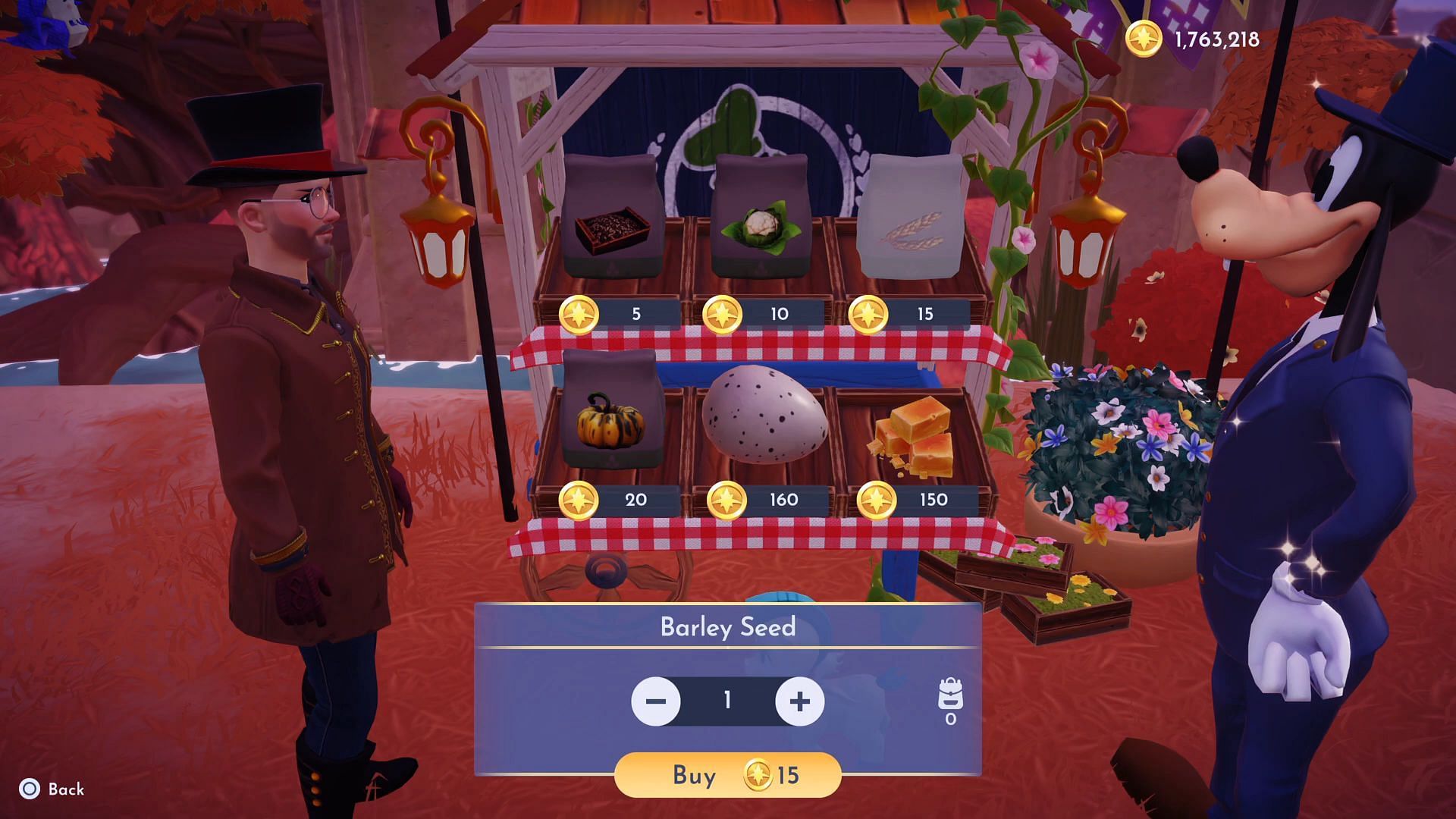 Buy the seeds from Goofy&#039;s Stall (Image via YouTube/@GreymaneGames || Gameloft)