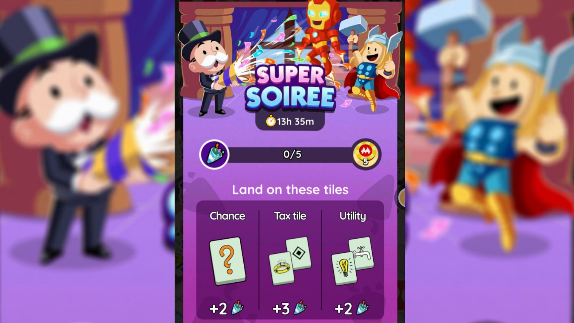 Land on Chance, Tax, and Utility tiles to win points (Image via Scopely)