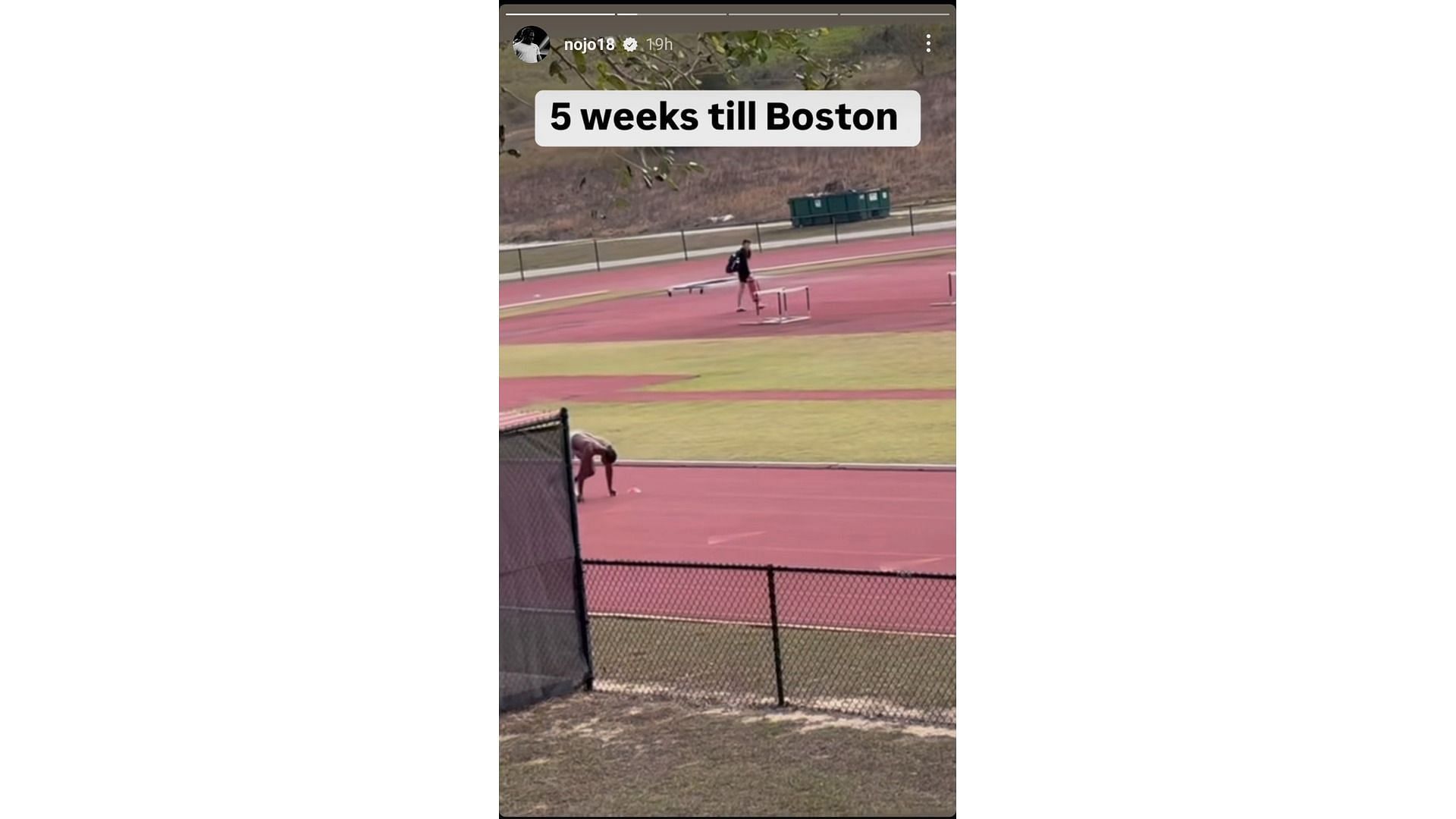 Screenshot of Lyles&#039; Instagram training featuring his practice session (Image via: Lyles&#039; Instagram)