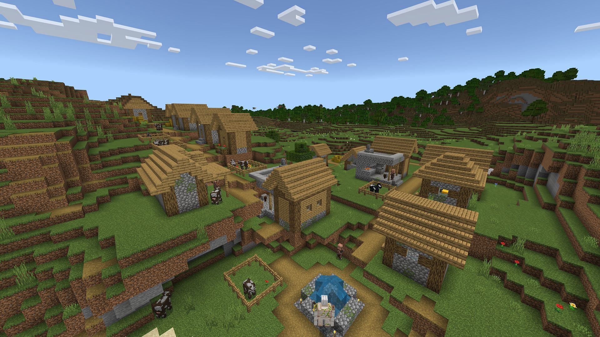 The proximity to crucial resources makes Bountiful Village a great blacksmith seed (Image via Mojang Studios)