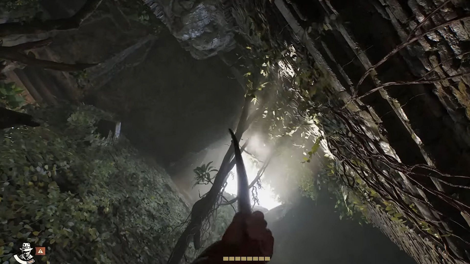 Use the tree to grapple up (Image via Bethesda Softworks/ YouTube@ Trophygamers)