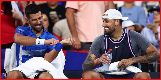 Novak Djokovic teases Nick Kyrgios about 'professional' comment during Brisbane doubles opener