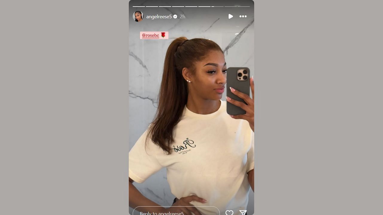 Angel Reese shows off Rose BC gear on her IG story. (Credits: @angelreese5/Instagram)