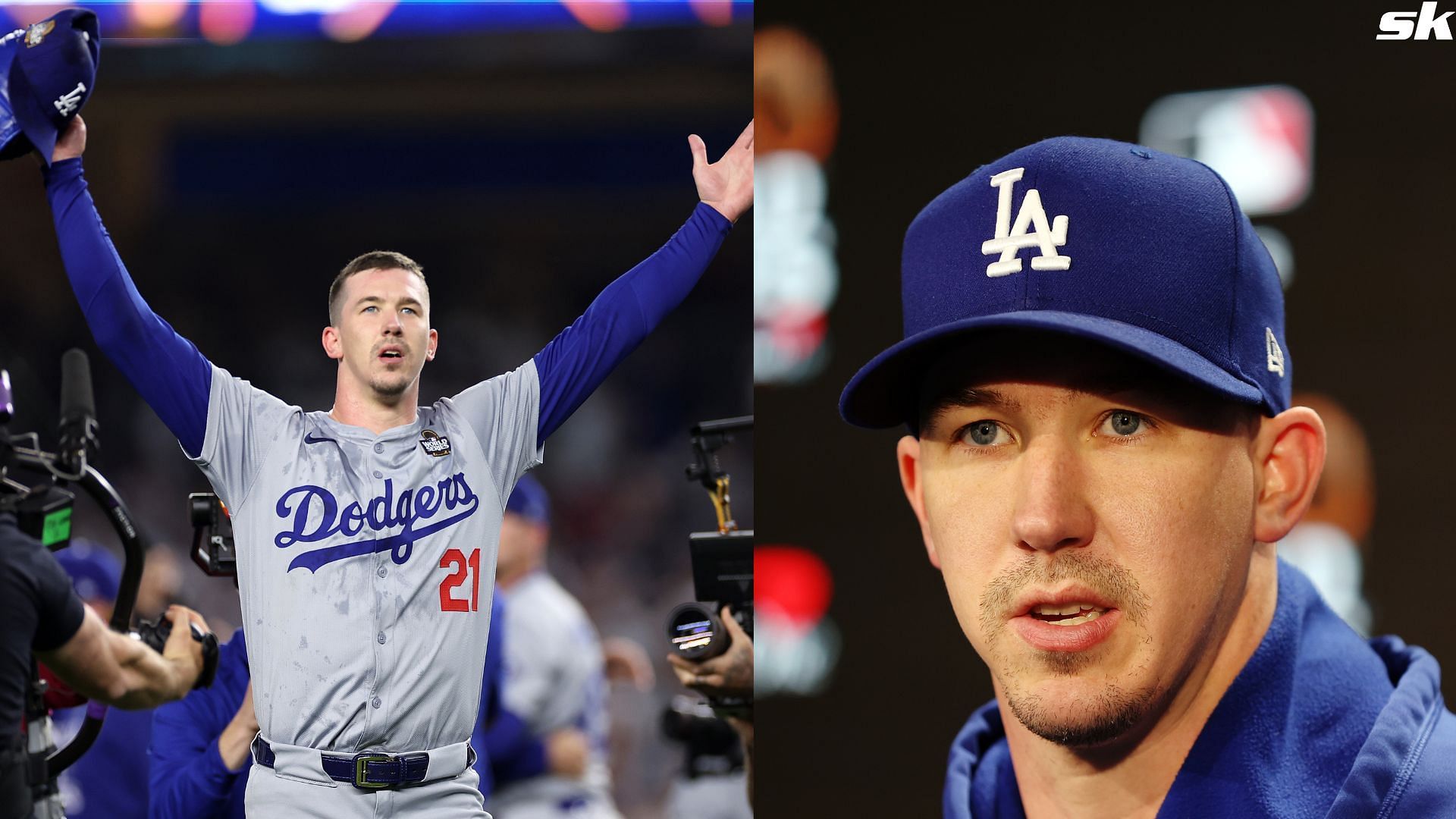 Walker Buehler of the Los Angeles Dodgers celebrates after defeating the New York Yankees 7-6 in game 5 to win the 2024 World Series (Source: Getty)