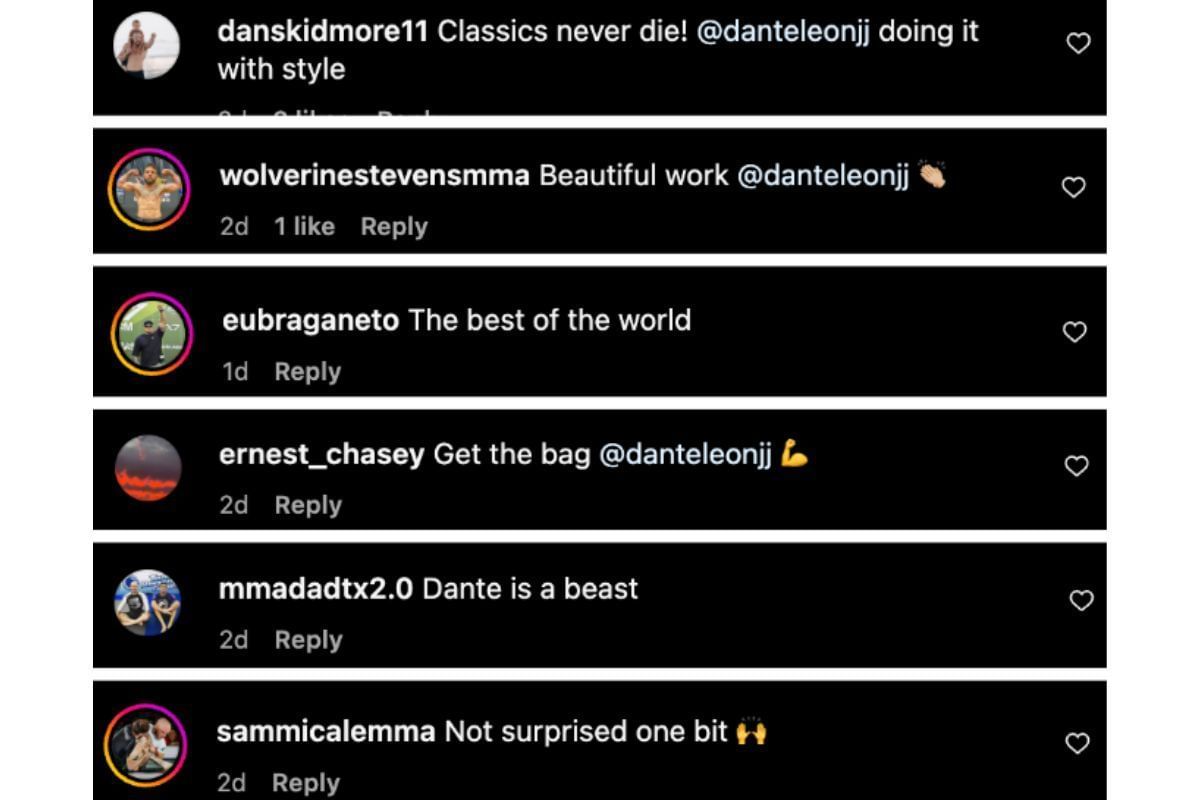 Screenshot of fans&#039; comments