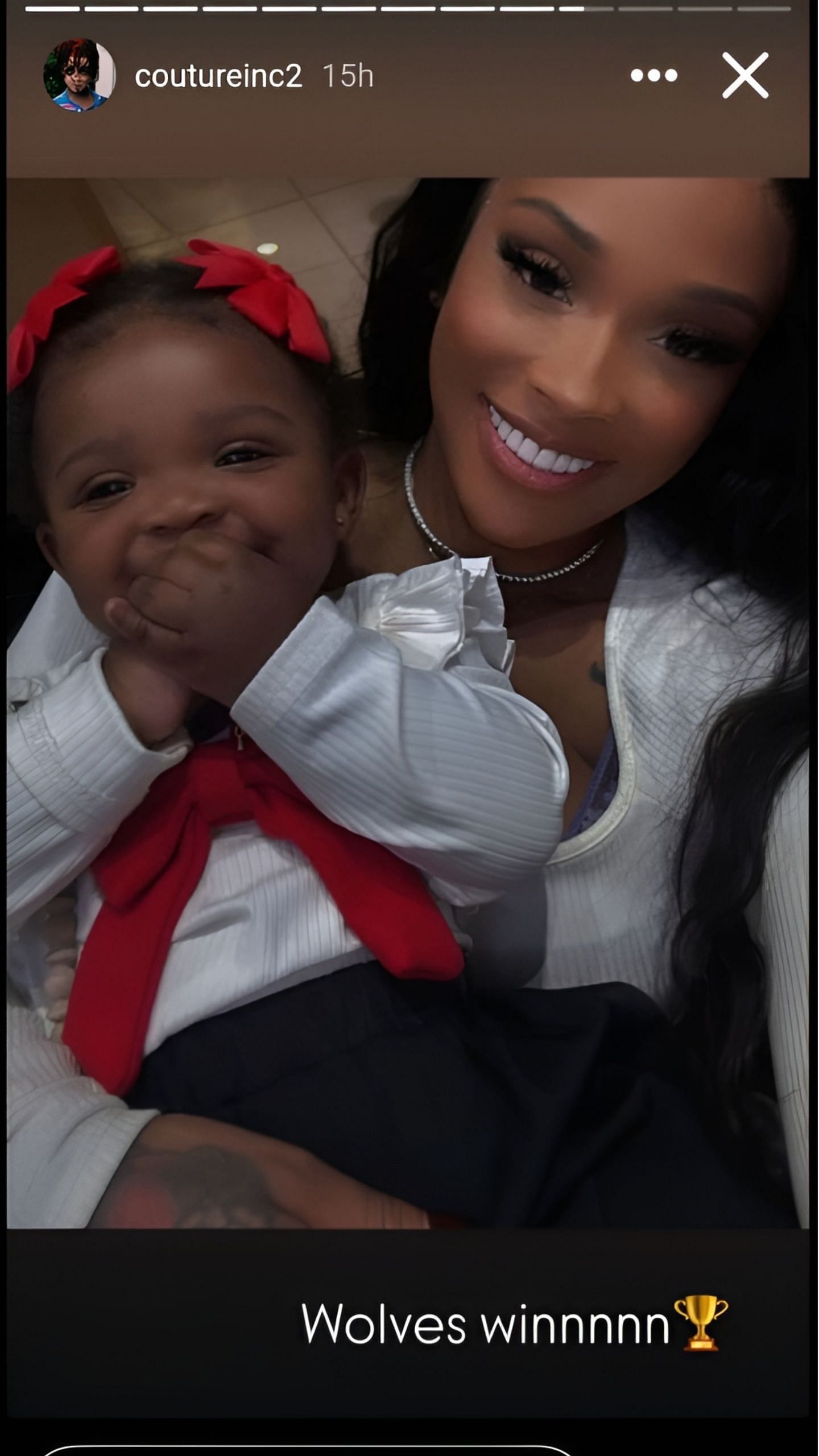 Anthony Edwards&#039; girlfriend with her daughter [Credit: IG/@coutureinc2]