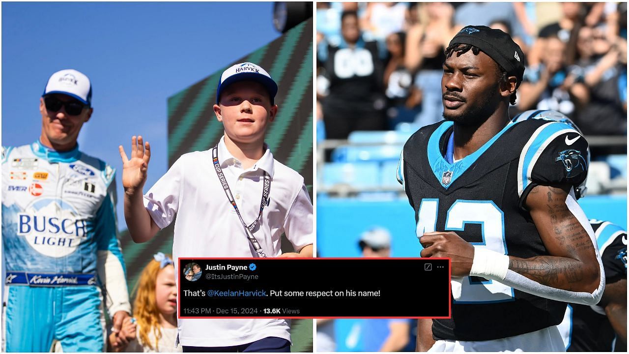 n Picture: Kevin Harvick and Keelan Harvick (Left) and Sam Franklin Jr. (Right). Credit: Imagn. Fan Reaction by x.com/ItsJustinPayne