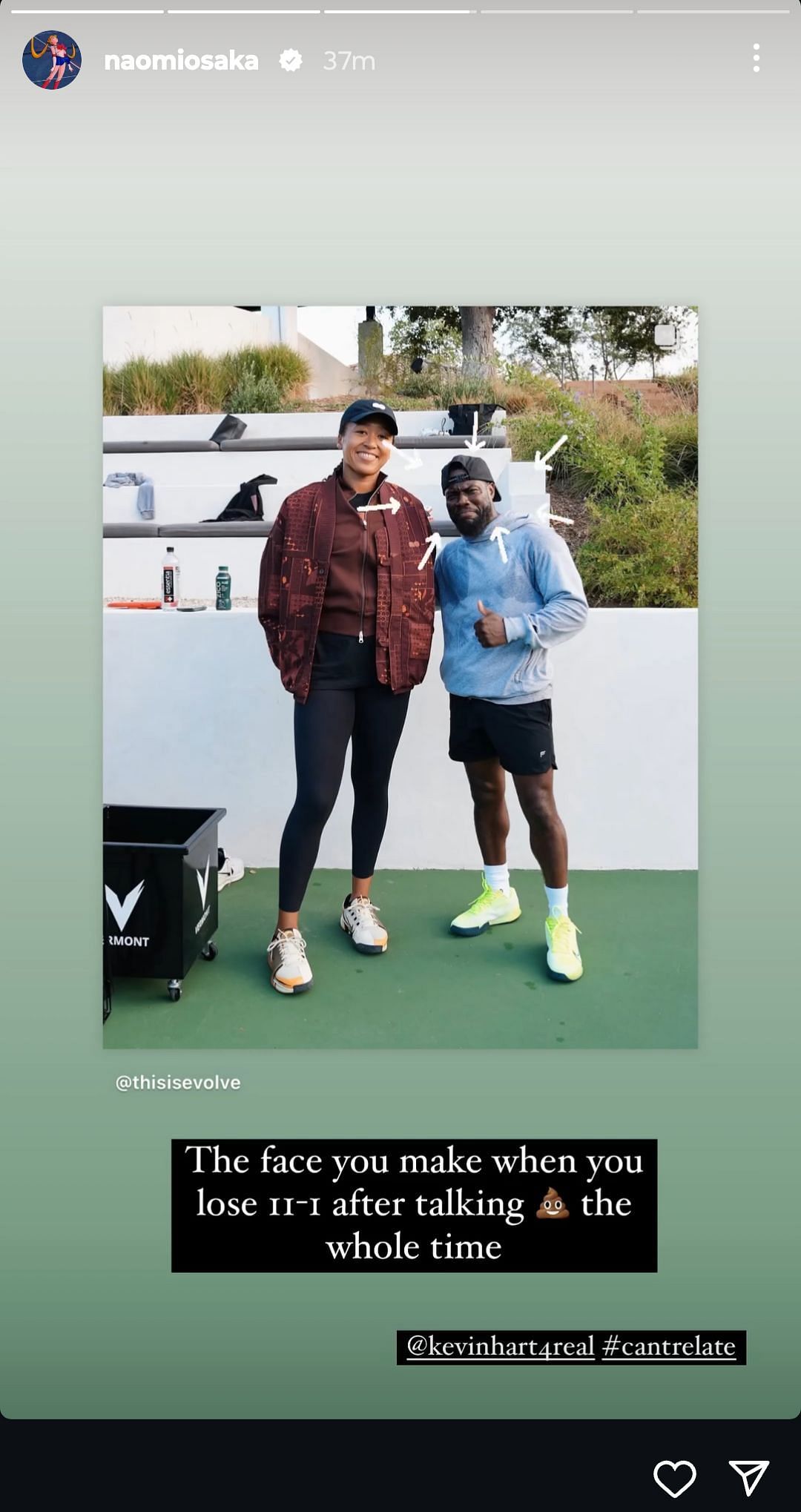 Naomi Osaka's Instagram story 2; ( Source Instagram @naomiosaka)