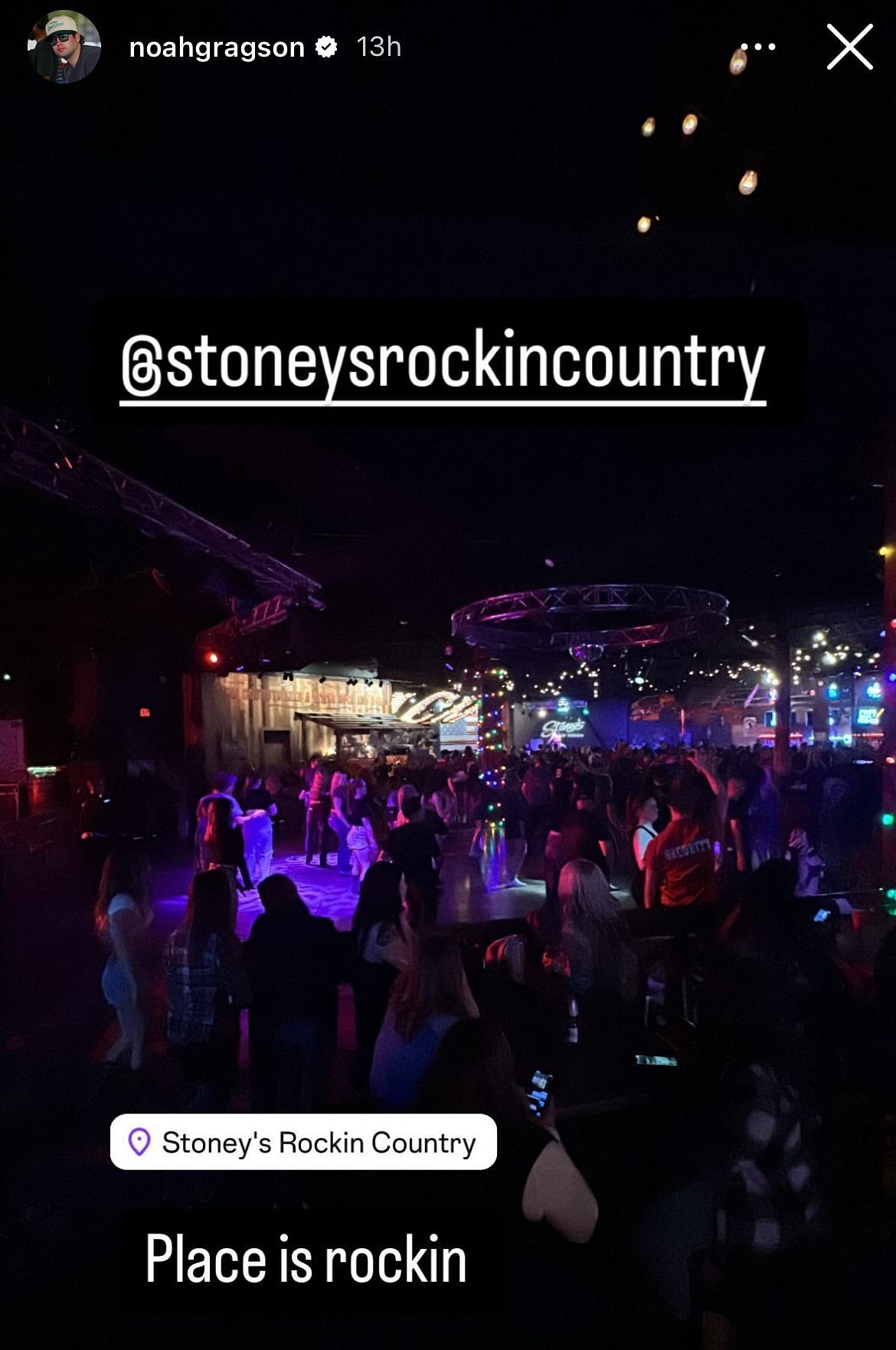 Noah Gragson&#039;s story from his time at the Stoney&#039;s Rockin Country nightclub - Source: via @noahgragson on Instagram