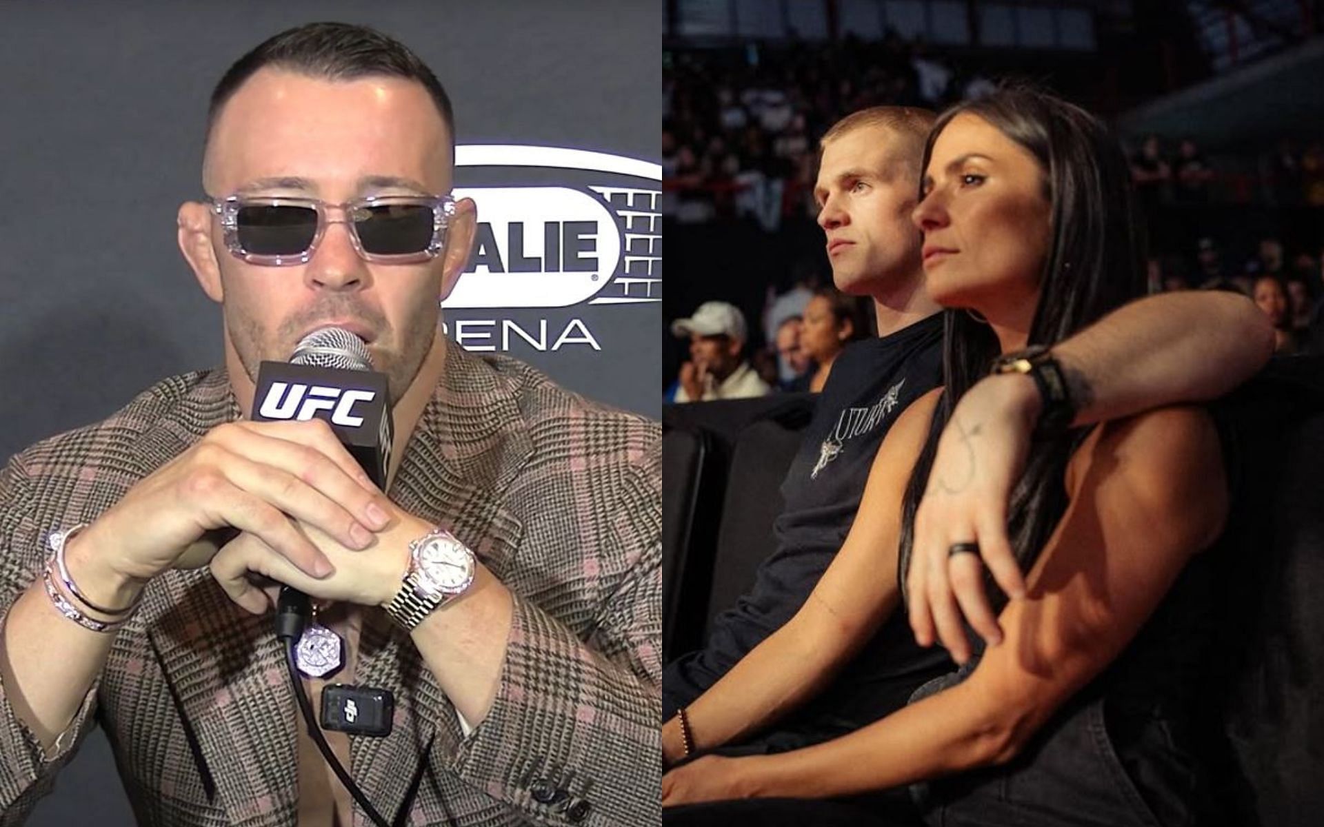 Colby Covington (left) has a proposition for Ian Machado Garry and his wife, Layla (right). [Image credit: The MacLife on YouTube, @iangarry on Instagram]