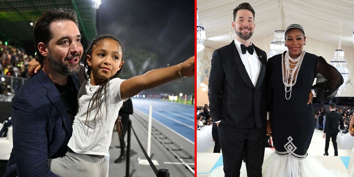 Alexis Ohanian with his daughter Olympia (L), with his wife Serena Williams (R) | Getty