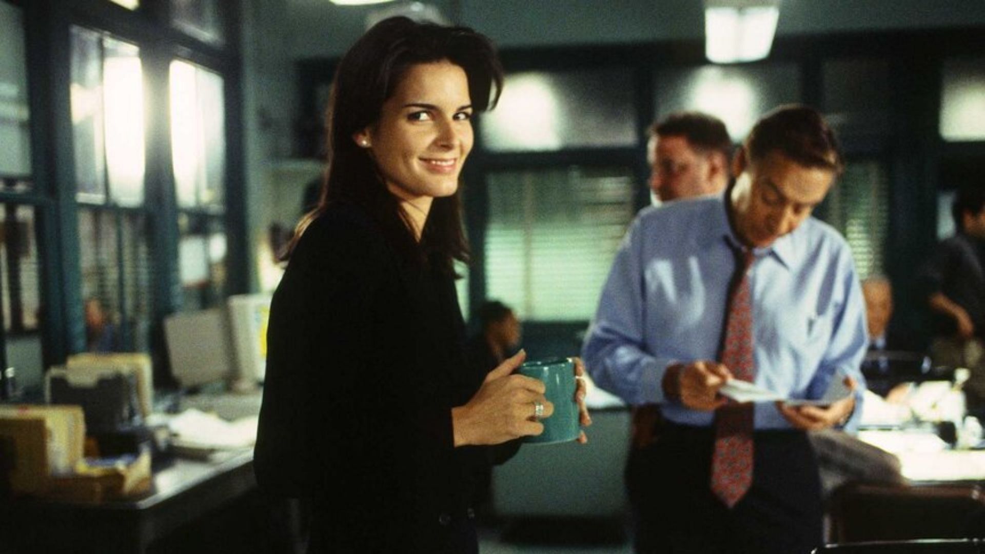 Angie Harmon played Assistant District Attorney Abigail Carmichael in Law &amp; Order (Image via NBC)