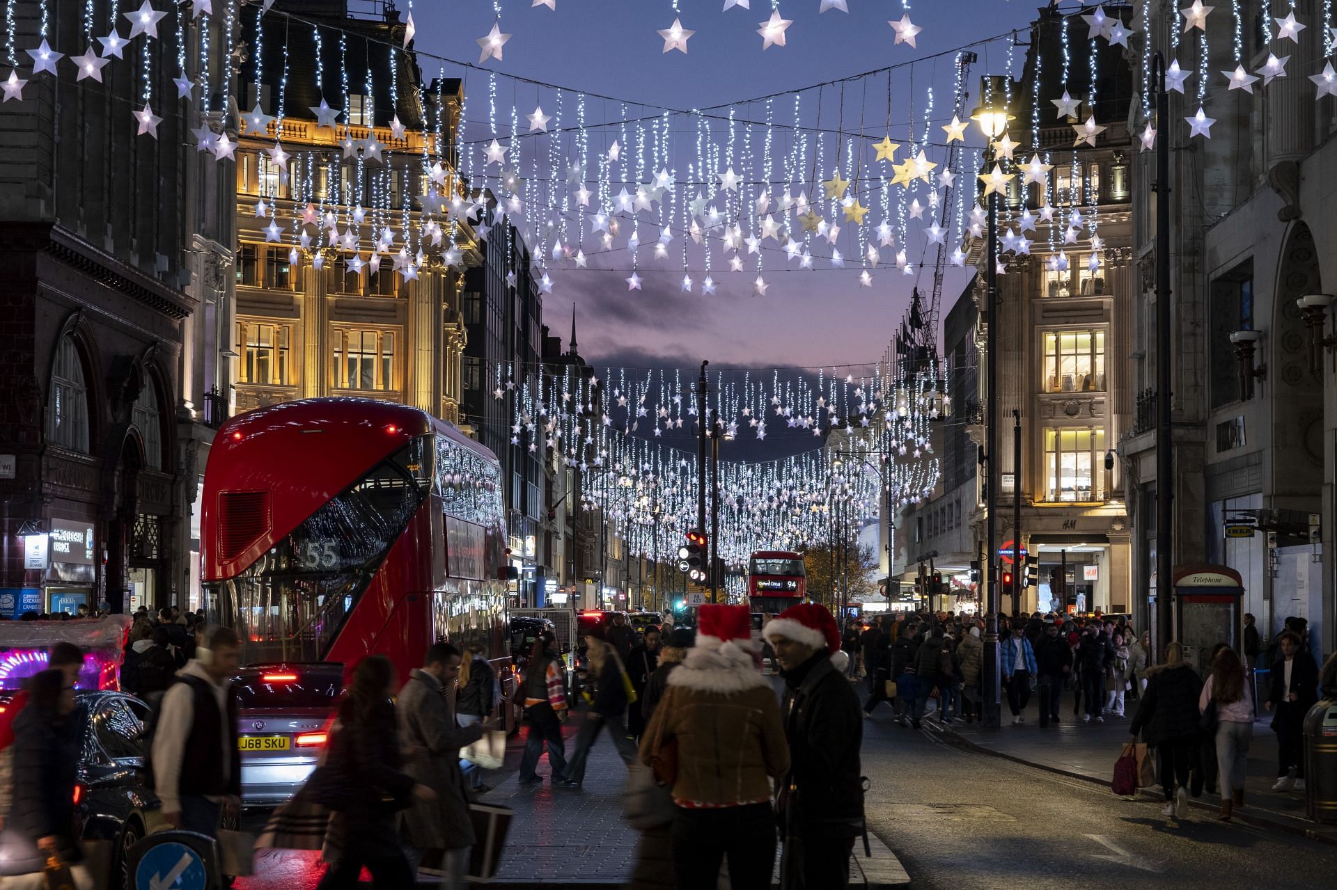 Oxford Street Christmas Lights In London (Image via Getty)