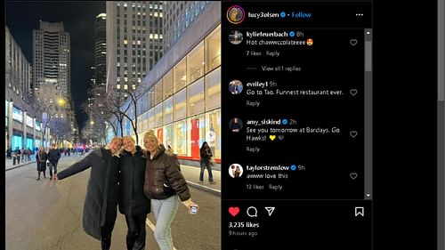 Lucy Olsen's teammates comment on her Instagram post| Image source: Instagram @lucy3olsen