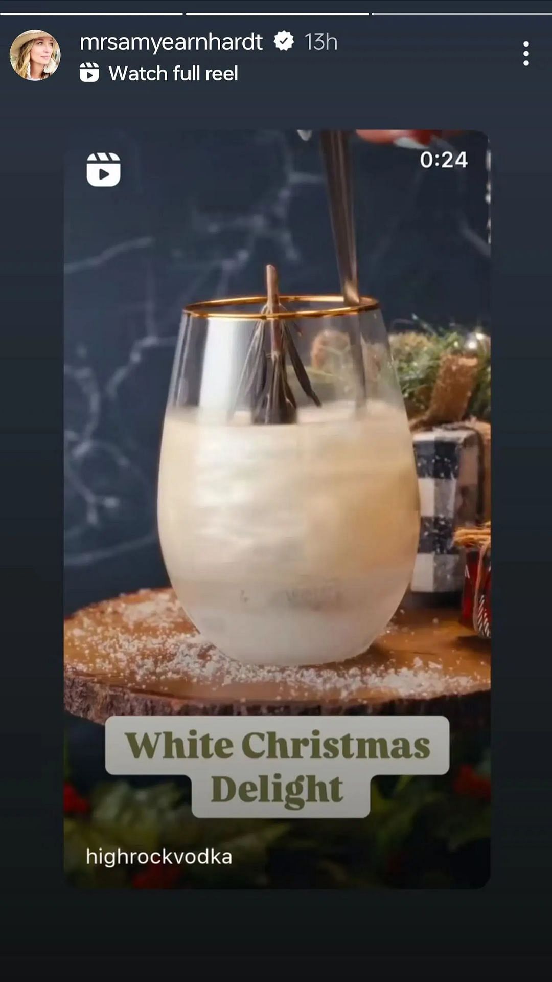 Amy Earnhardt&#039;s Instagram story of the White Christmas Delight drink - Source: @mrsamyearnhardt on IG