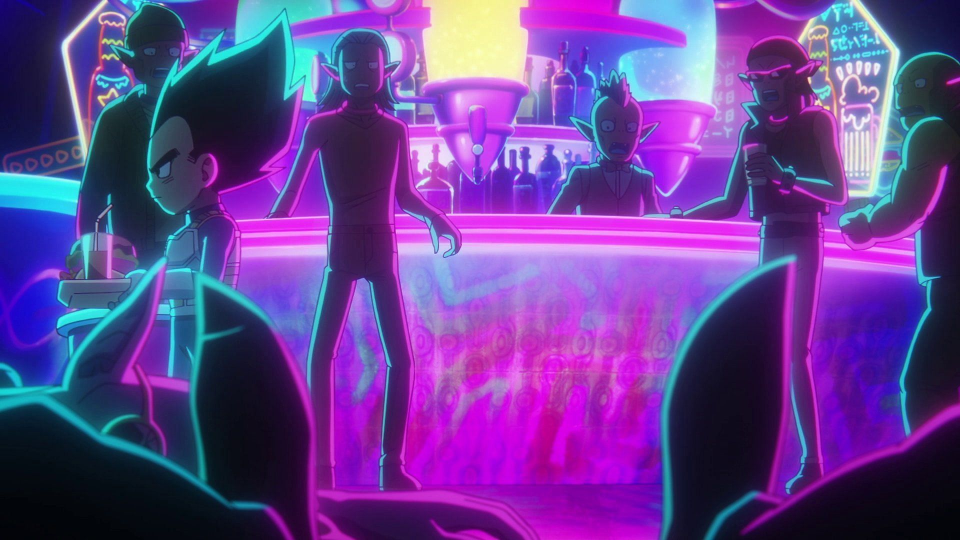 Vegeta in a bar in the Third Demon Realm in the most recent episode (Image via Toei Animation).