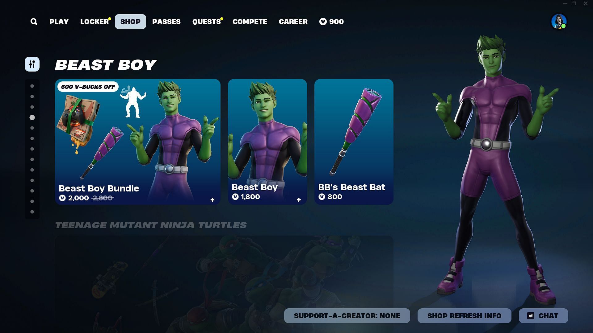 You can now purchase the Beast Boy skin in Fortnite (Image via Epic Games)