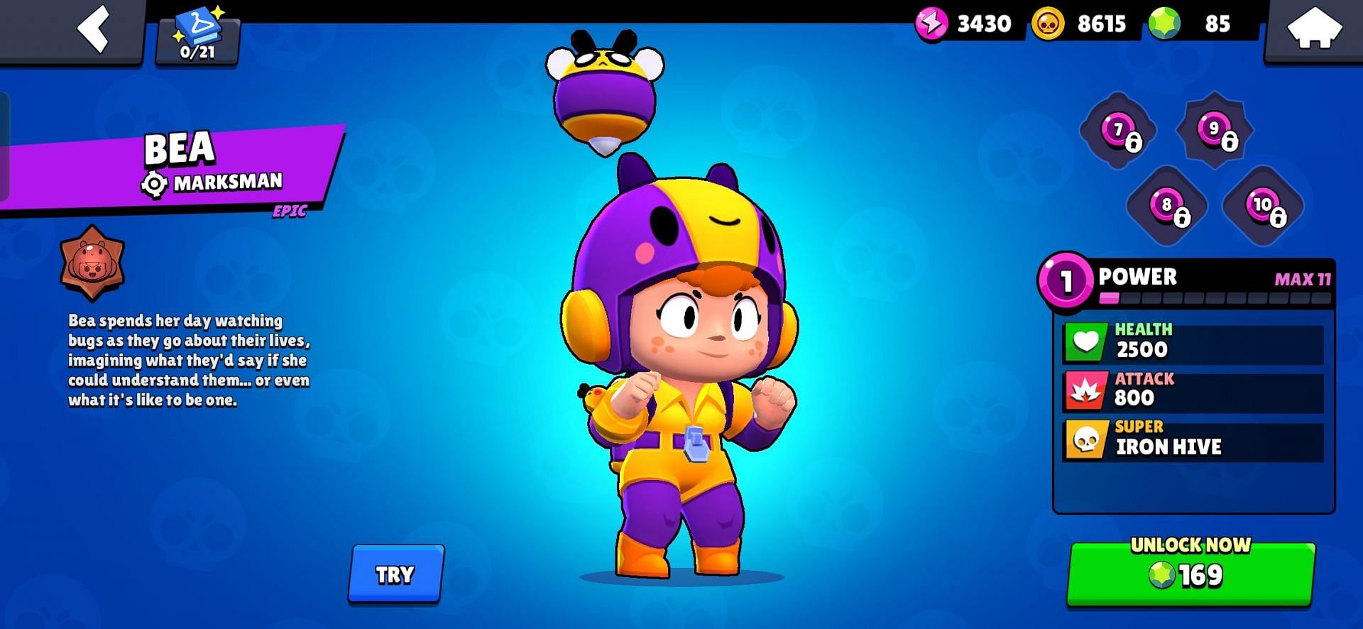 Bea has only one ammo space in Brawl Stars (Image via Supercell)