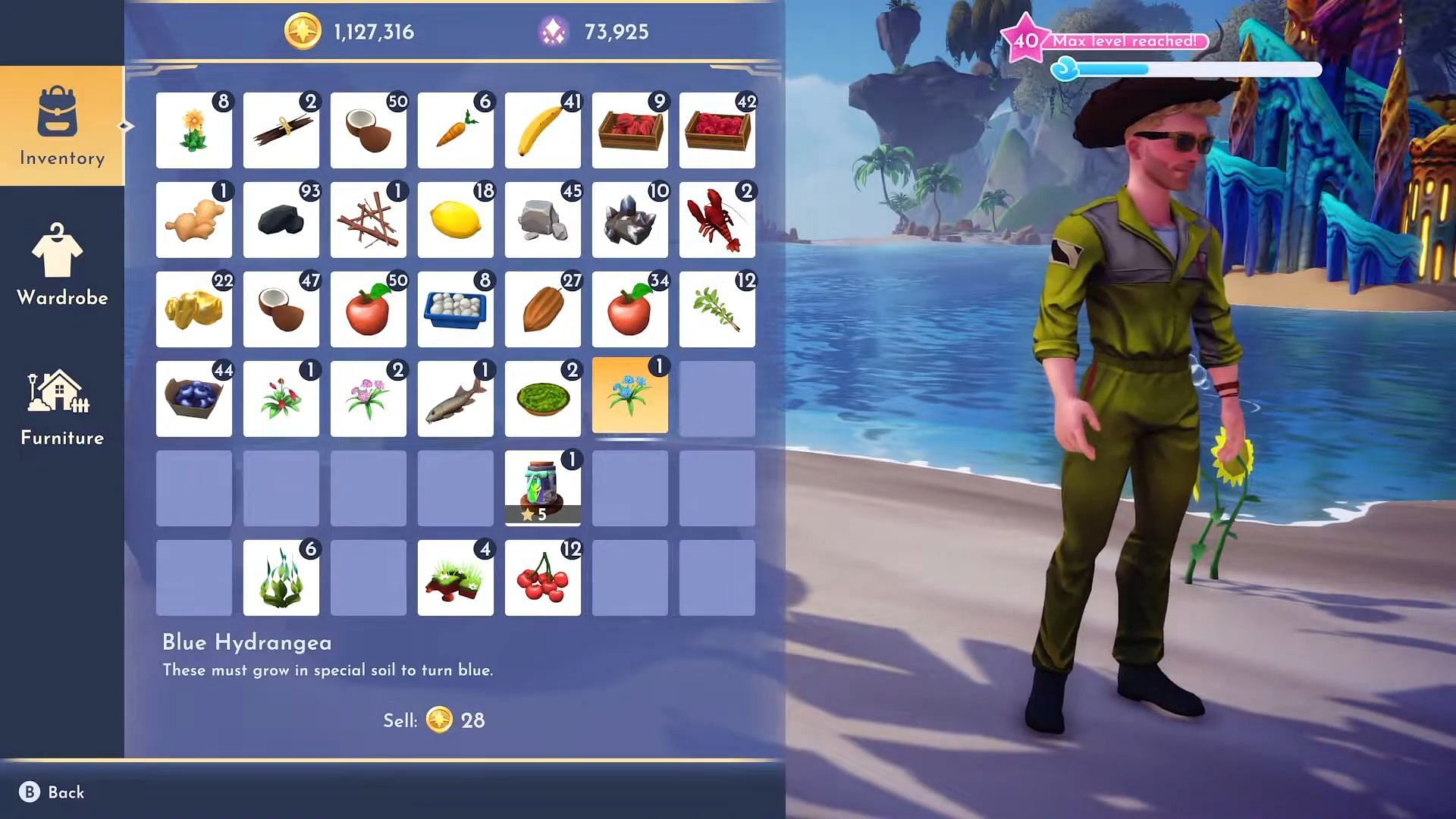 Blue Hydrangea can be used to craft various things in the game (Image via Gameloft || YouTube/@n00bski Gaming)