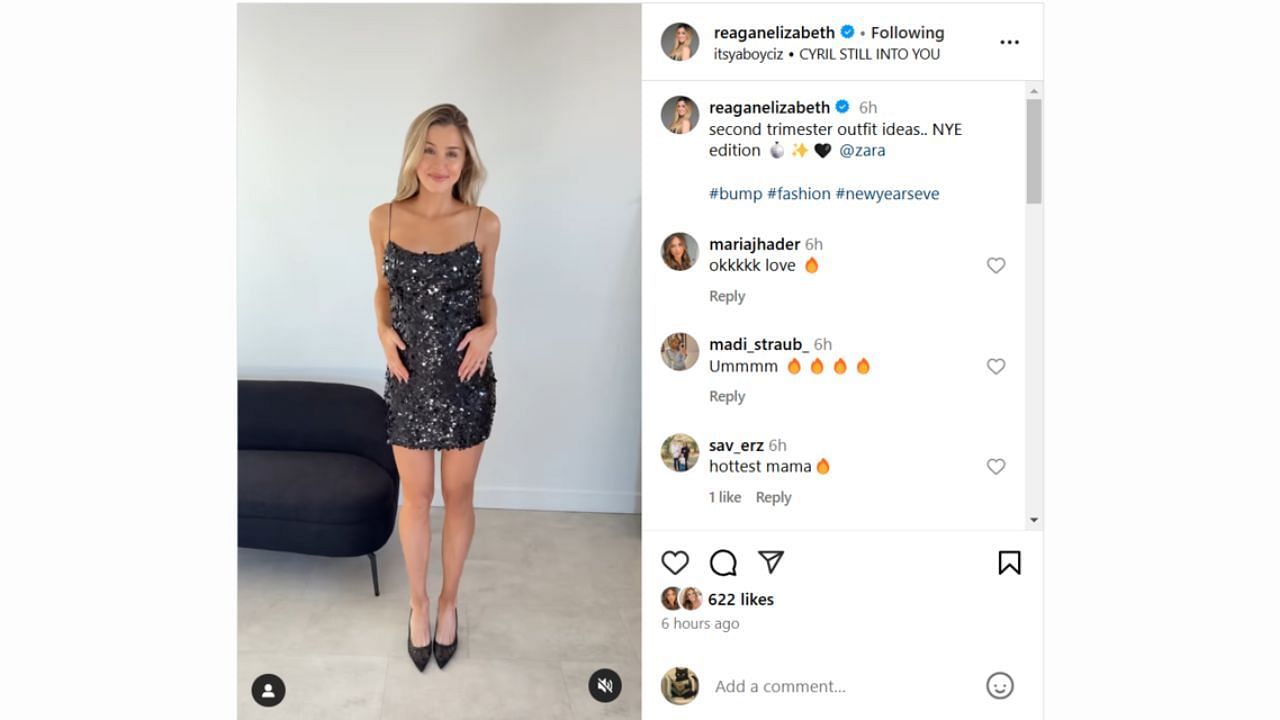 Screenshot of Maria Hader&#039;s comment on Reagan Elizabeth&#039;s Instagram post (Image from - Instagram.com/@reaganelizabeth)