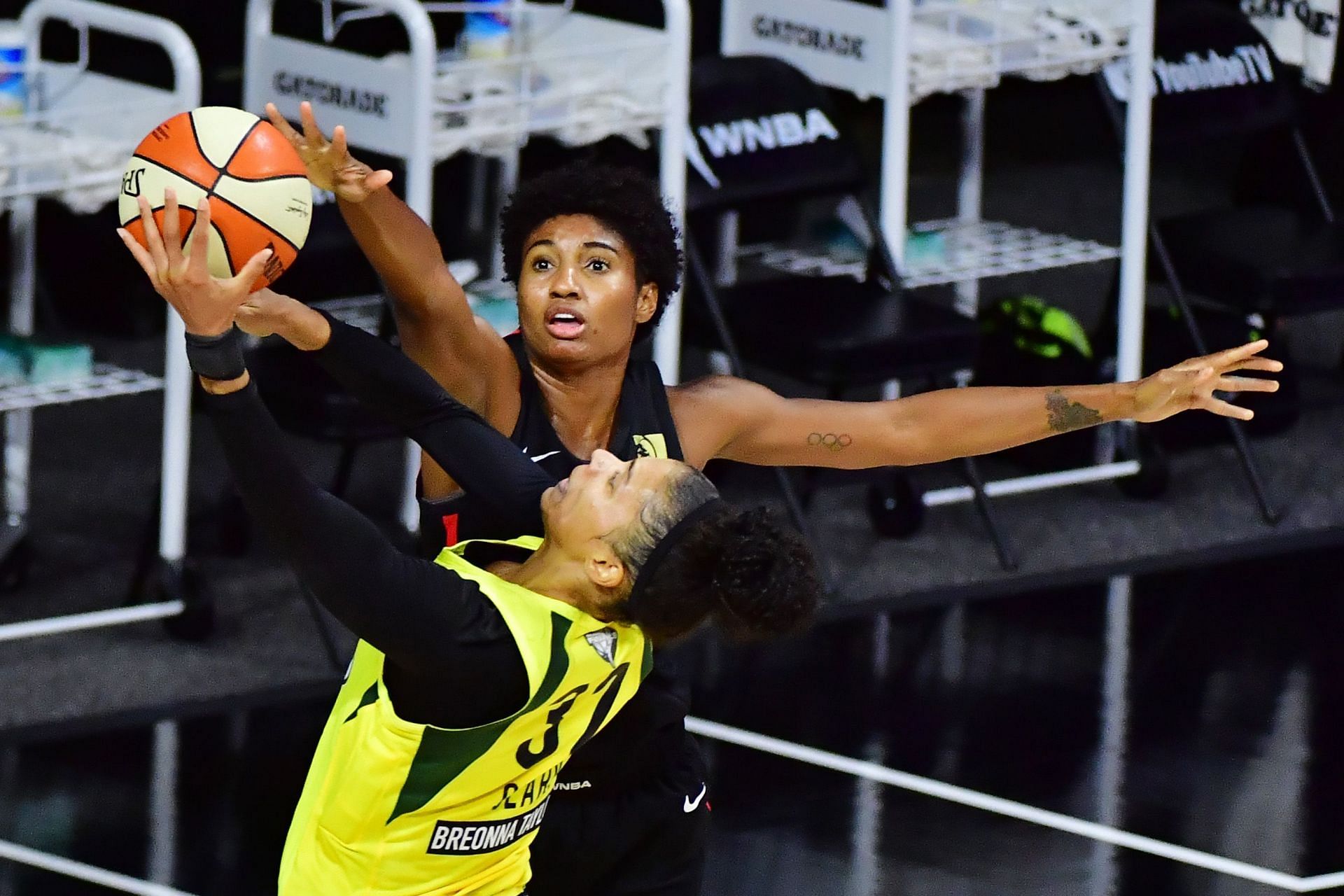 Angel McCoughtry during her time with the Las Vegas Aces during the WNBA Finals