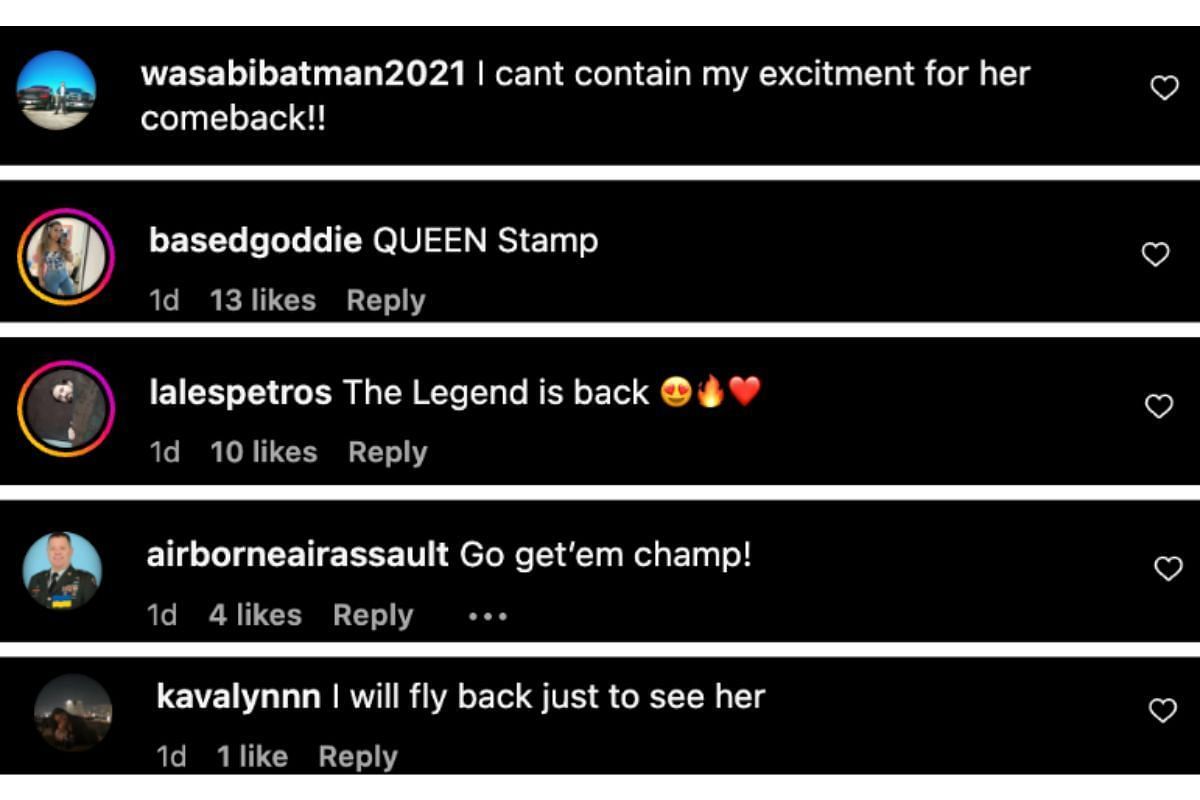 Screenshot of fans&#039; comments